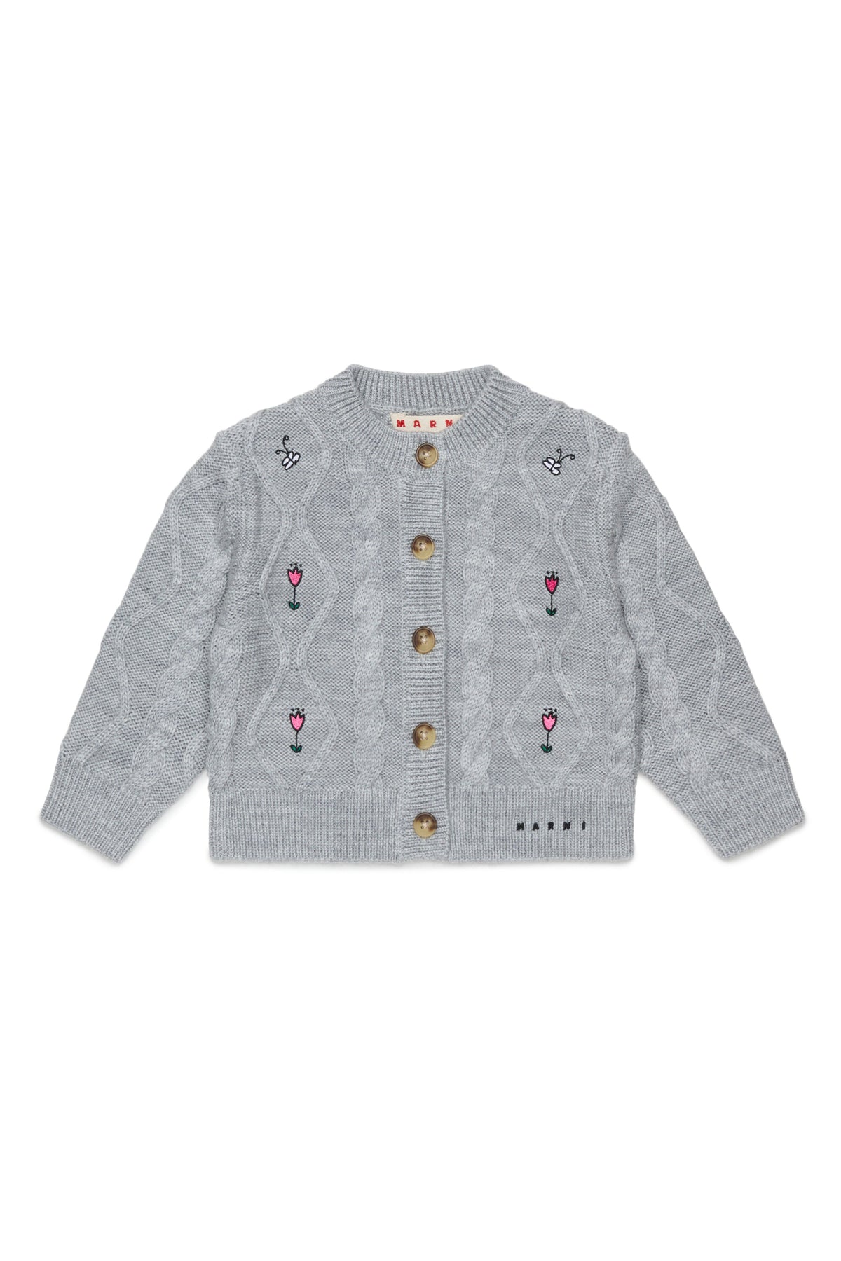 Cardigan avec torsades et broderies florales