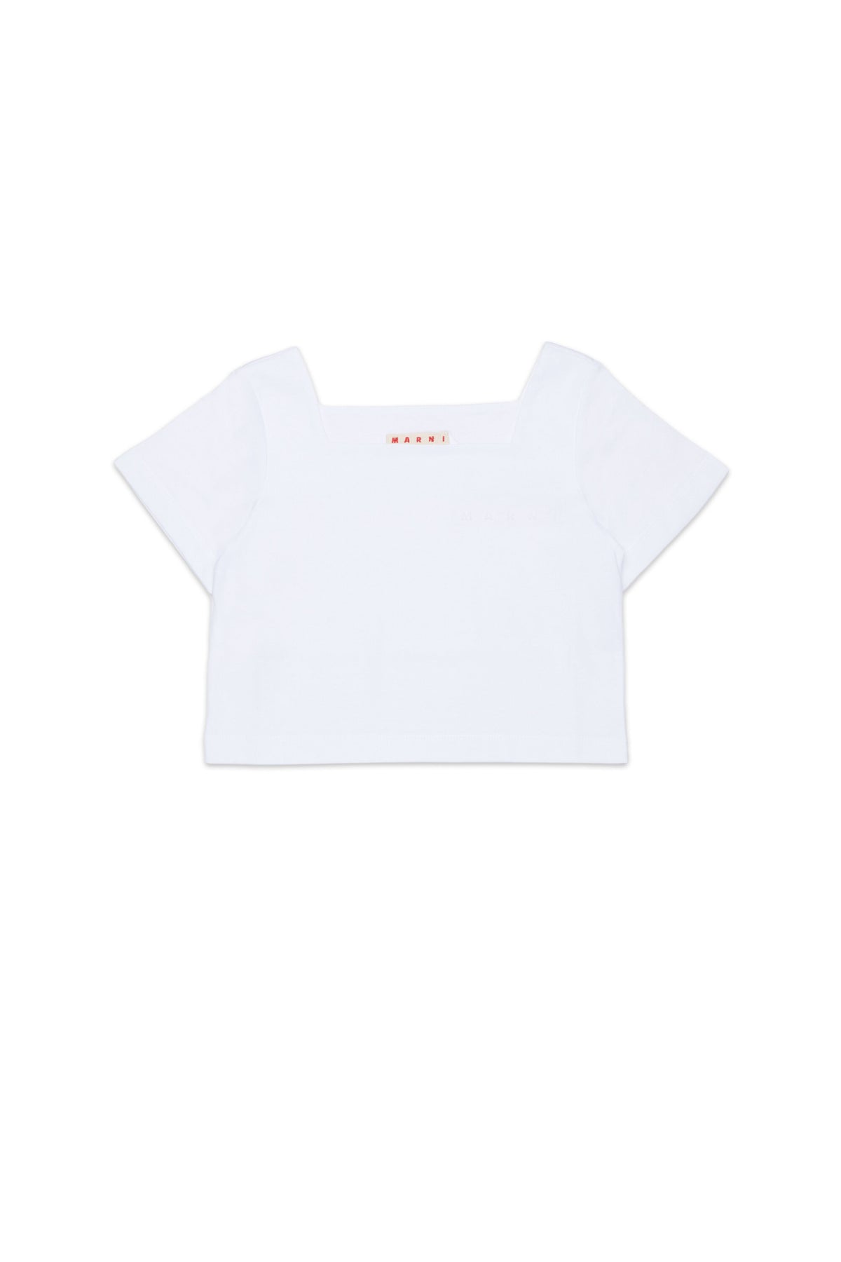T-shirt with square neckline and logo