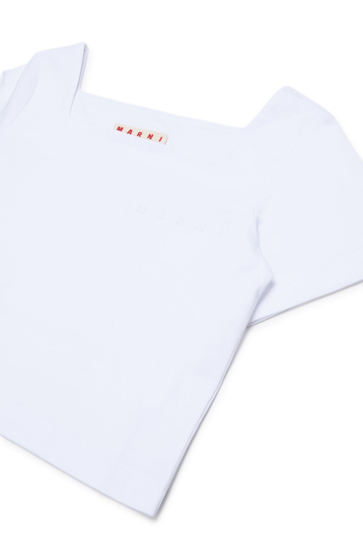 T-shirt with square neckline and logo