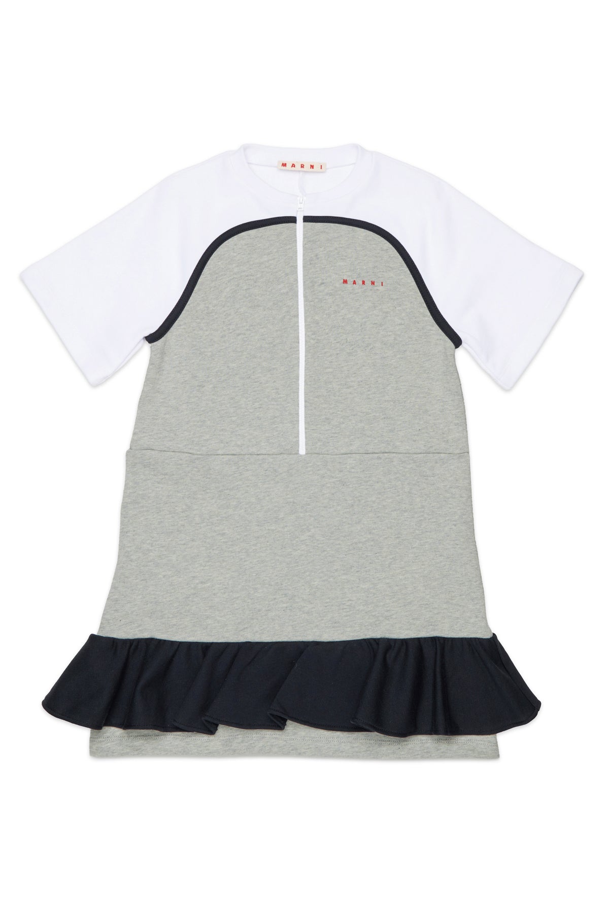 Fleece dress with zip and ruffle