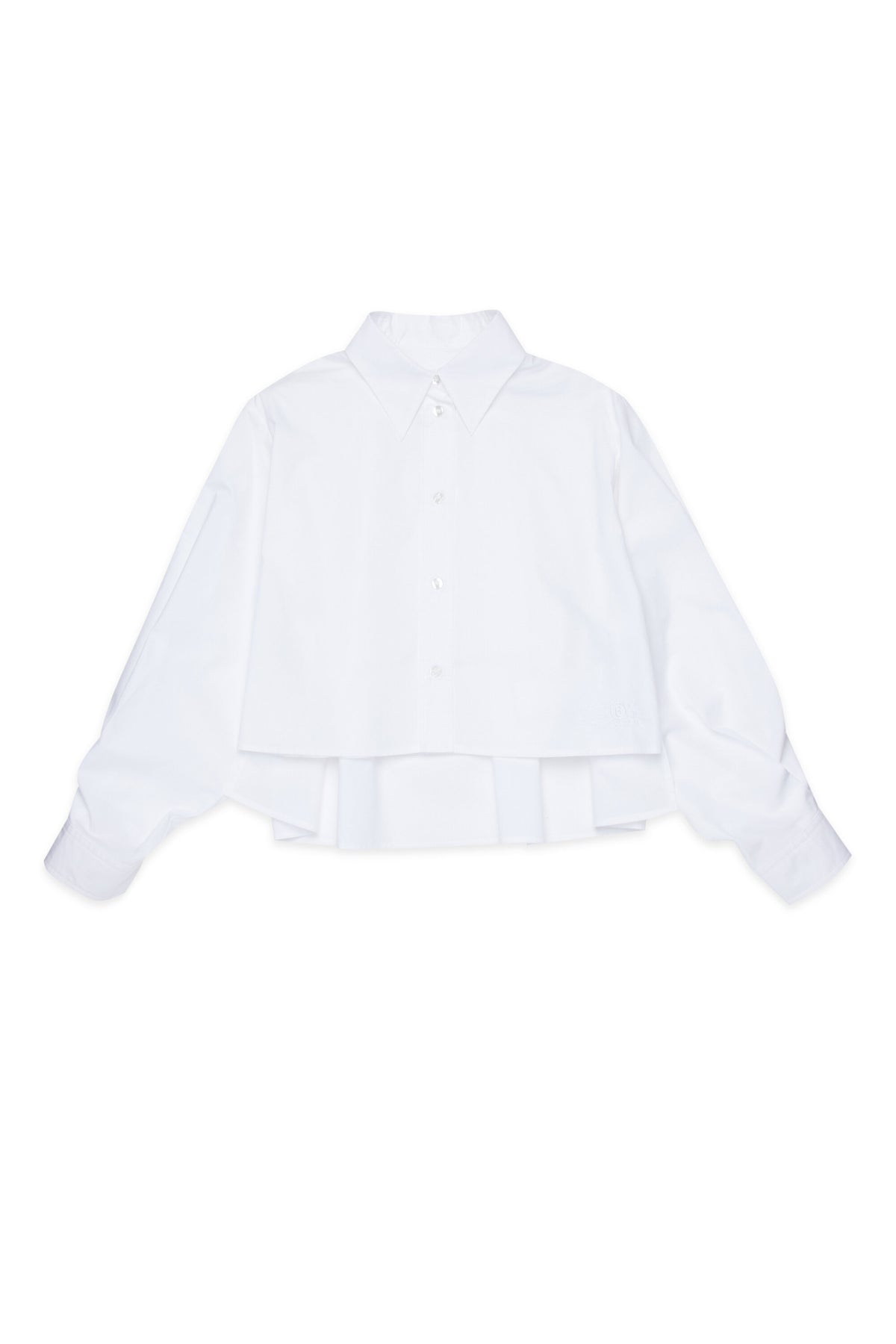 Chemise courte en popeline avec plis dans le dos