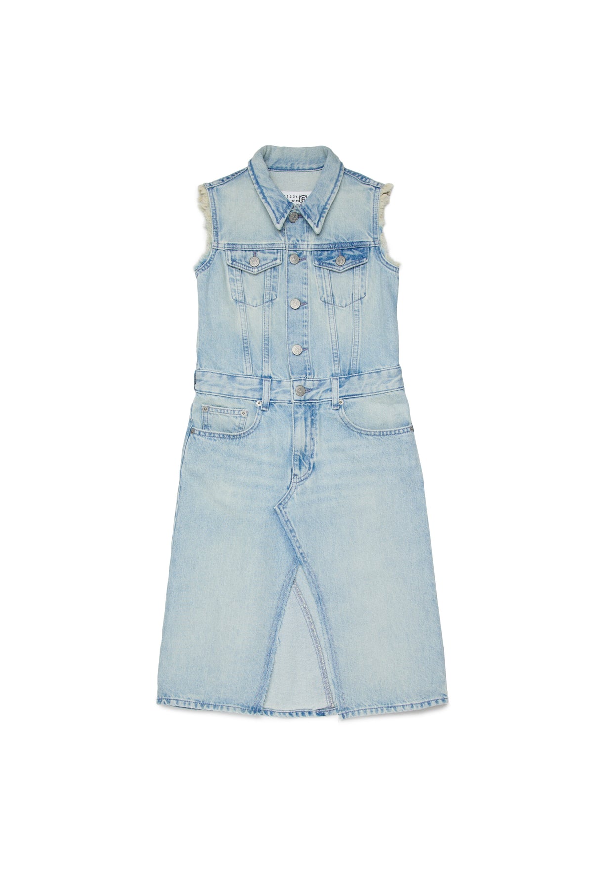Robe en denim sans manches effet délavé