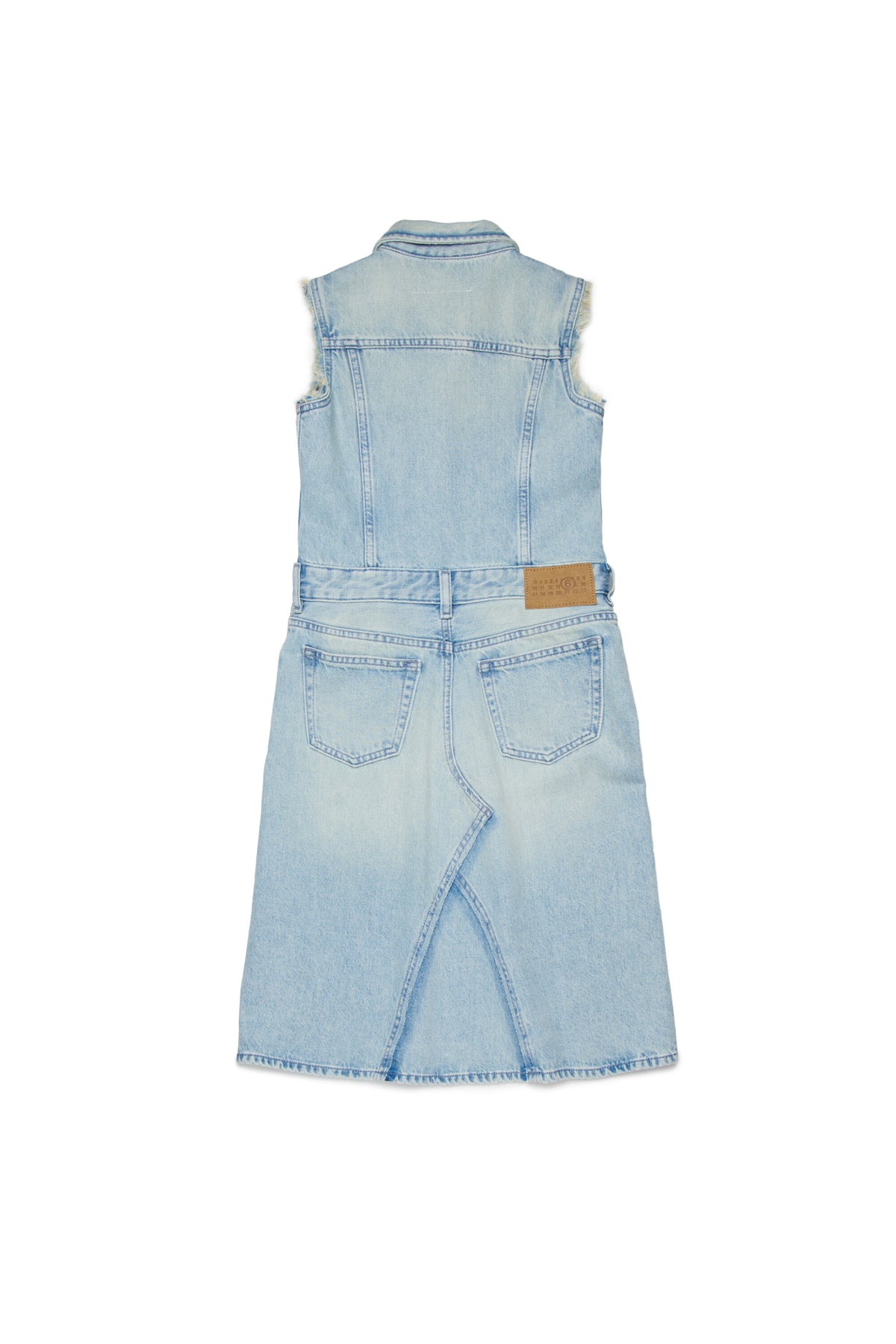 Robe en denim sans manches effet délavé