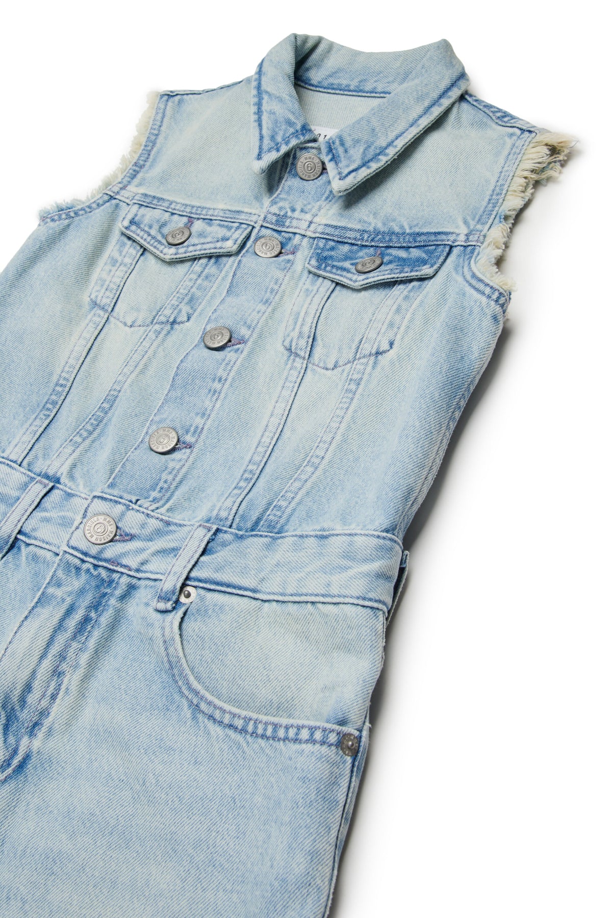 Robe en denim sans manches effet délavé
