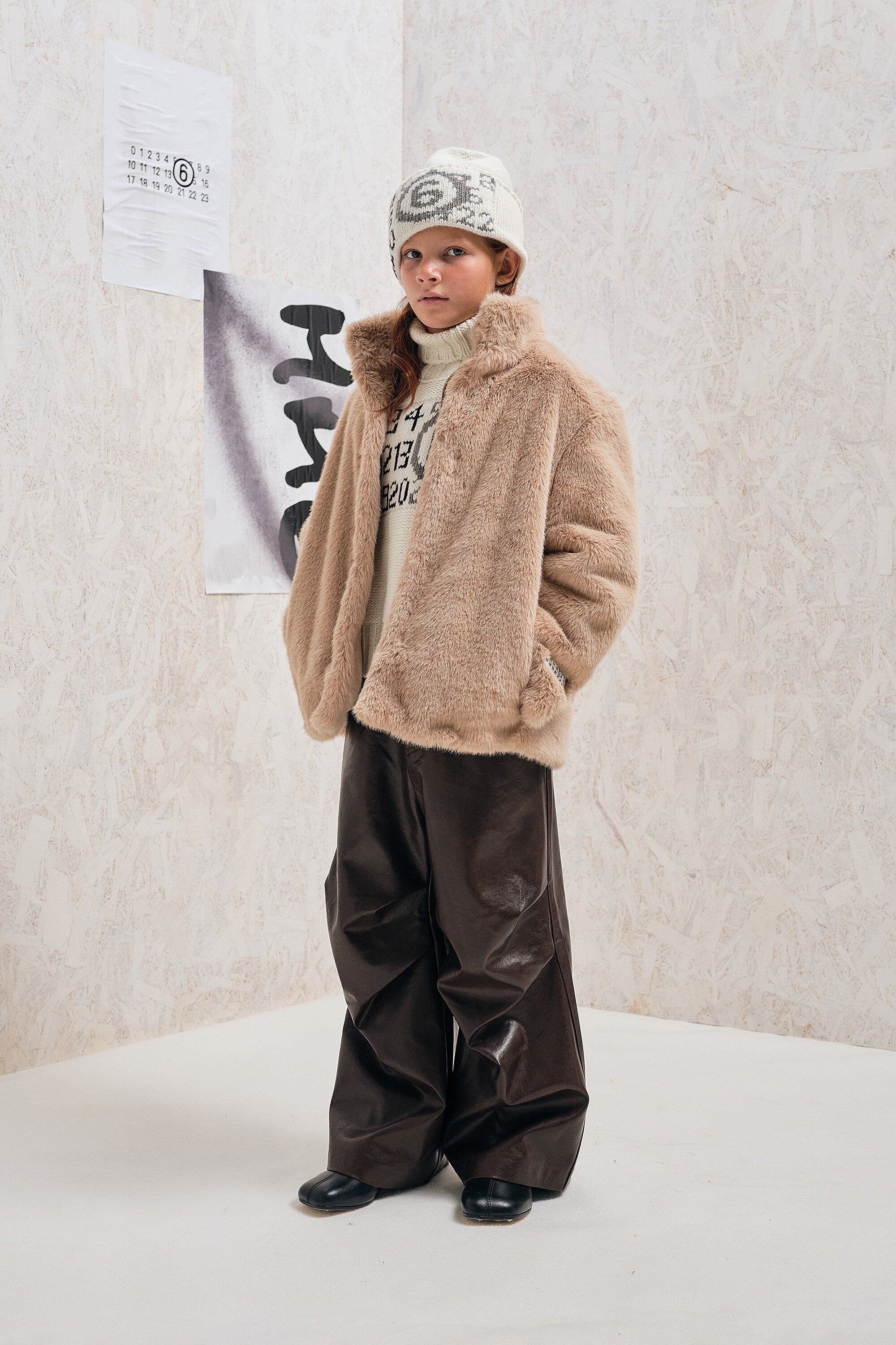 Pantalon wide leg effet enduit