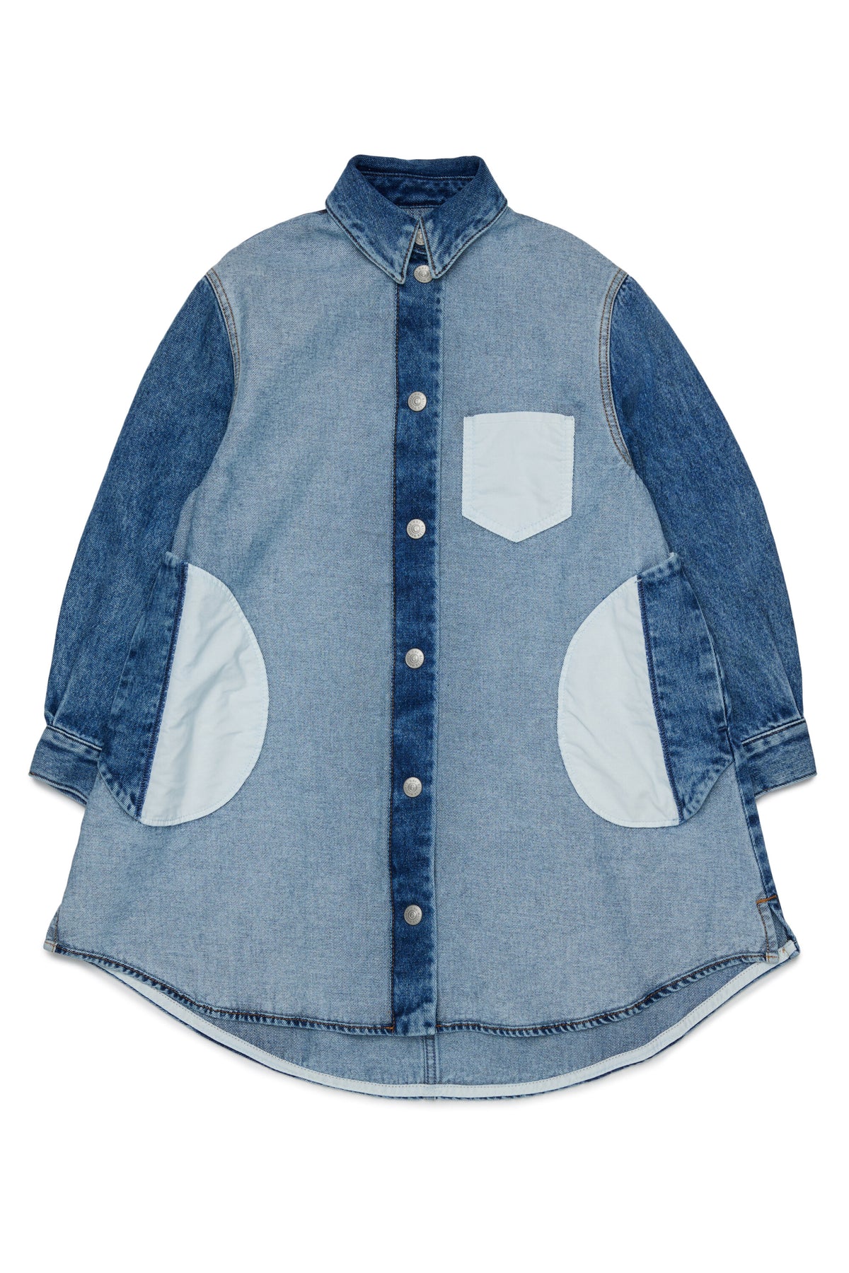 Denim dress with contrast pockets