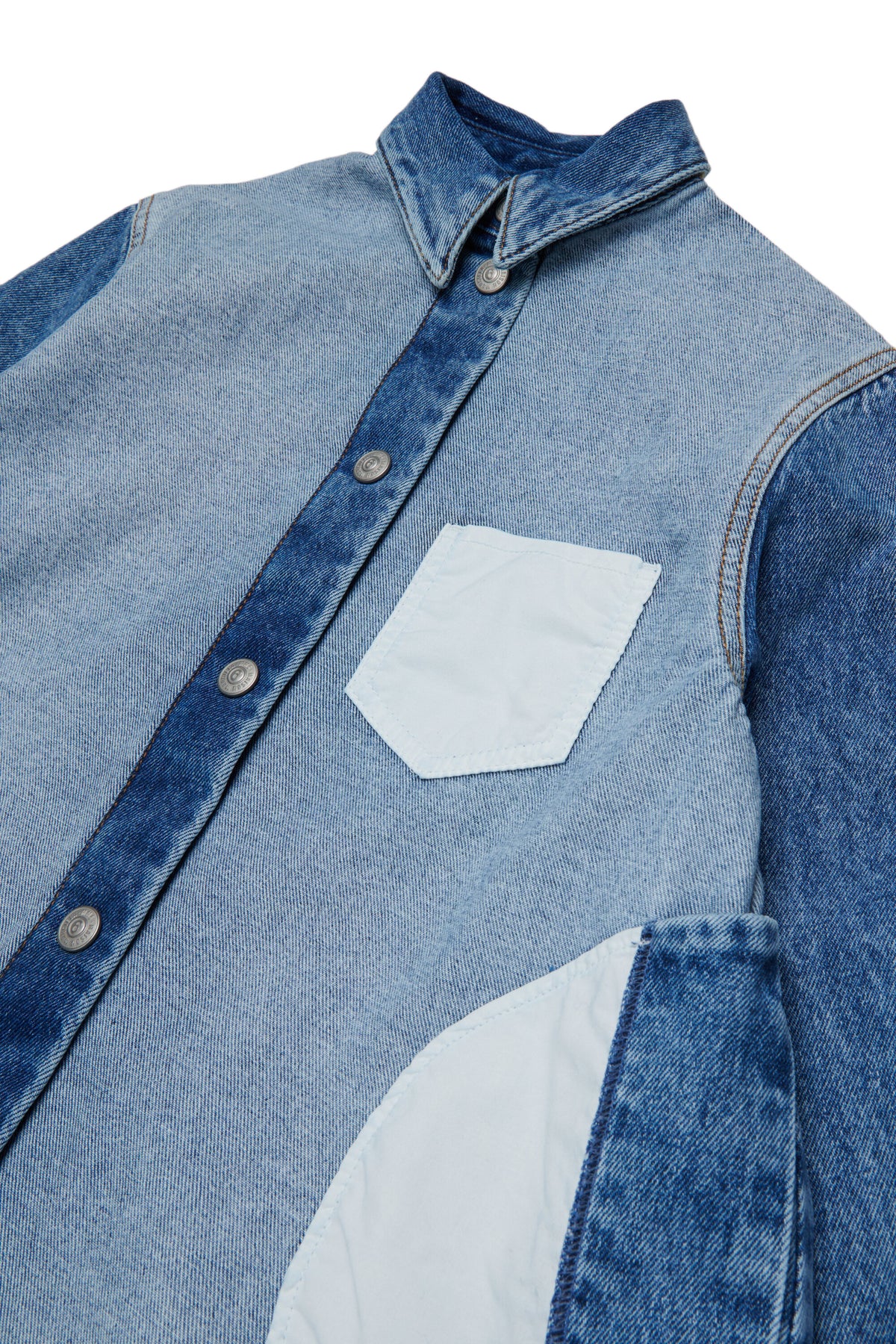 Denim dress with contrast pockets