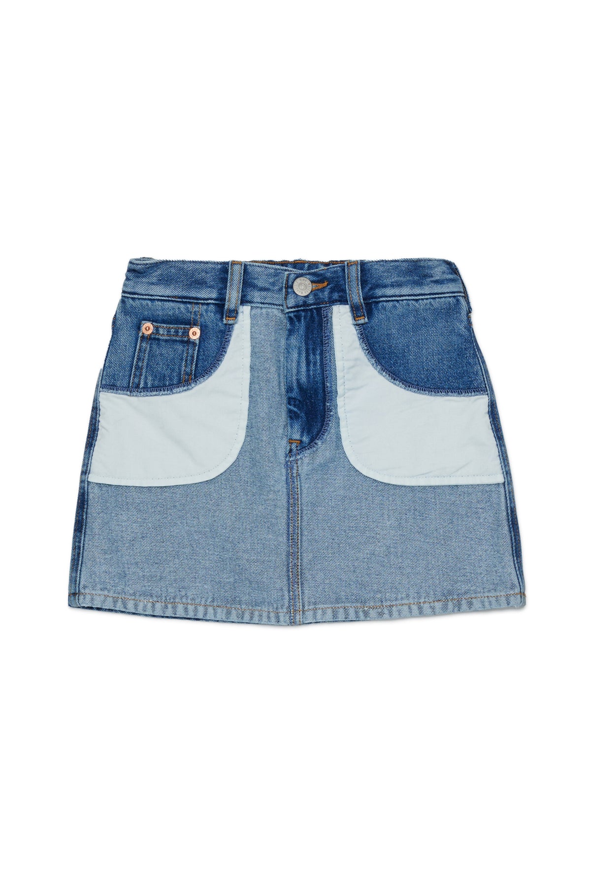 Denim skirt with contrasting pockets