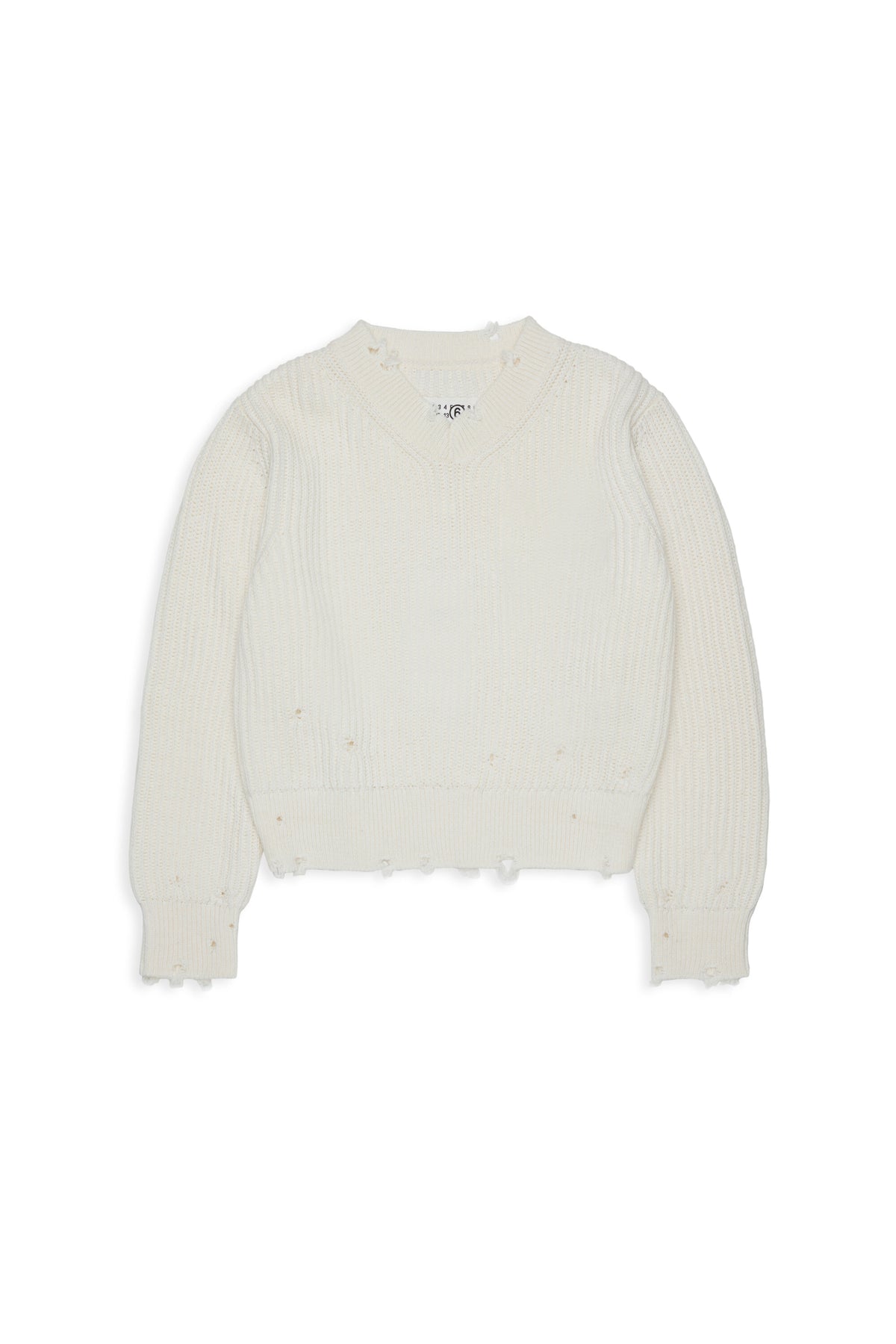 V-neck pullover with distressed details