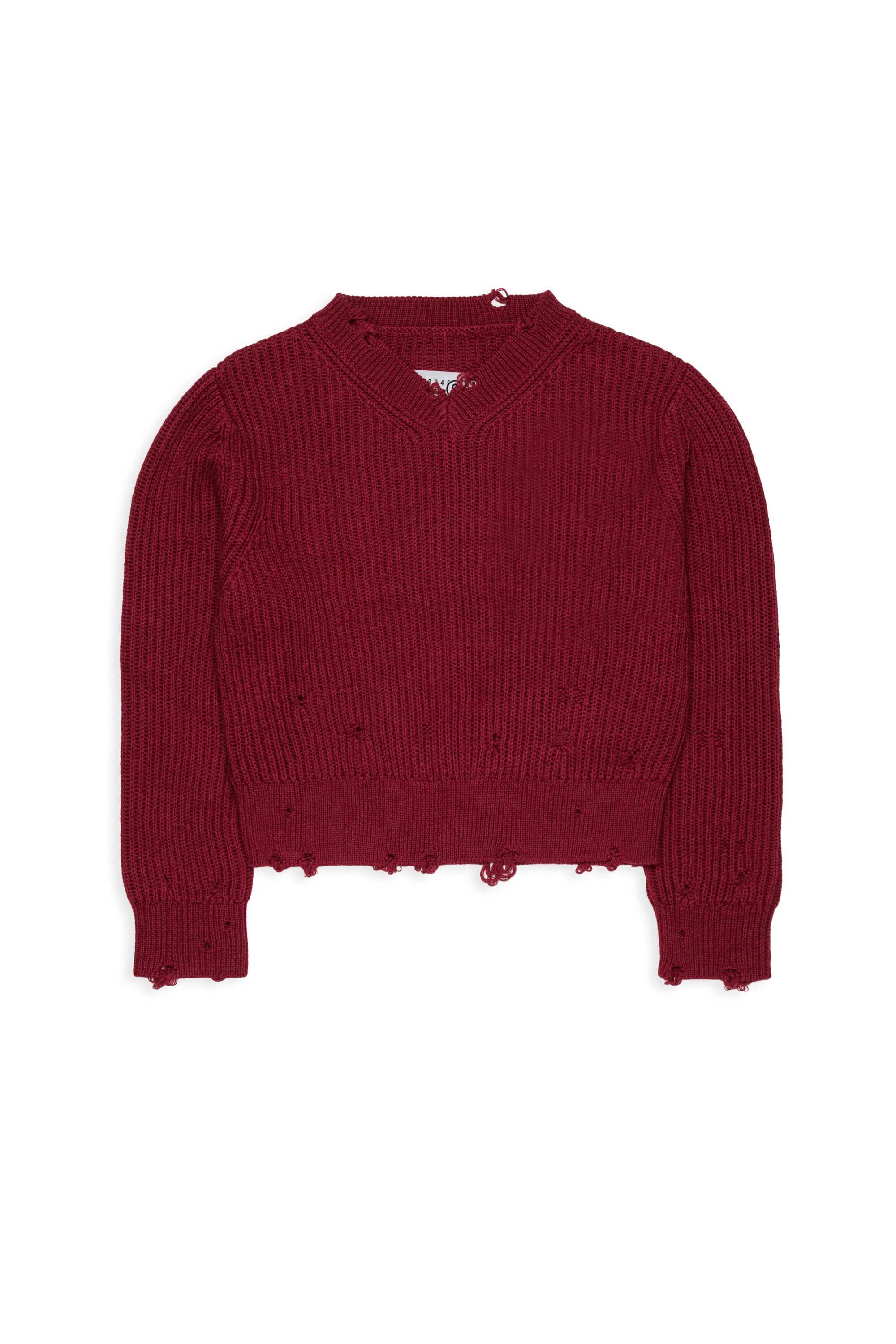 Pull col V avec détails usés