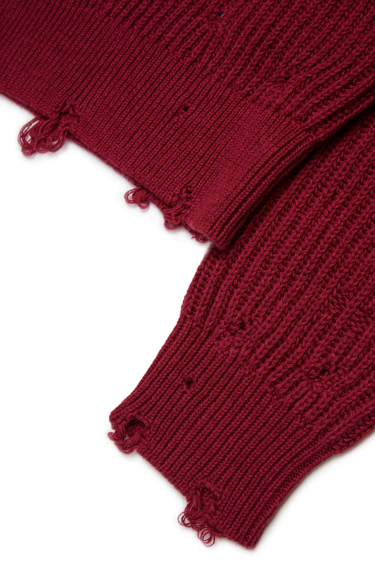 V-neck pullover with distressed details