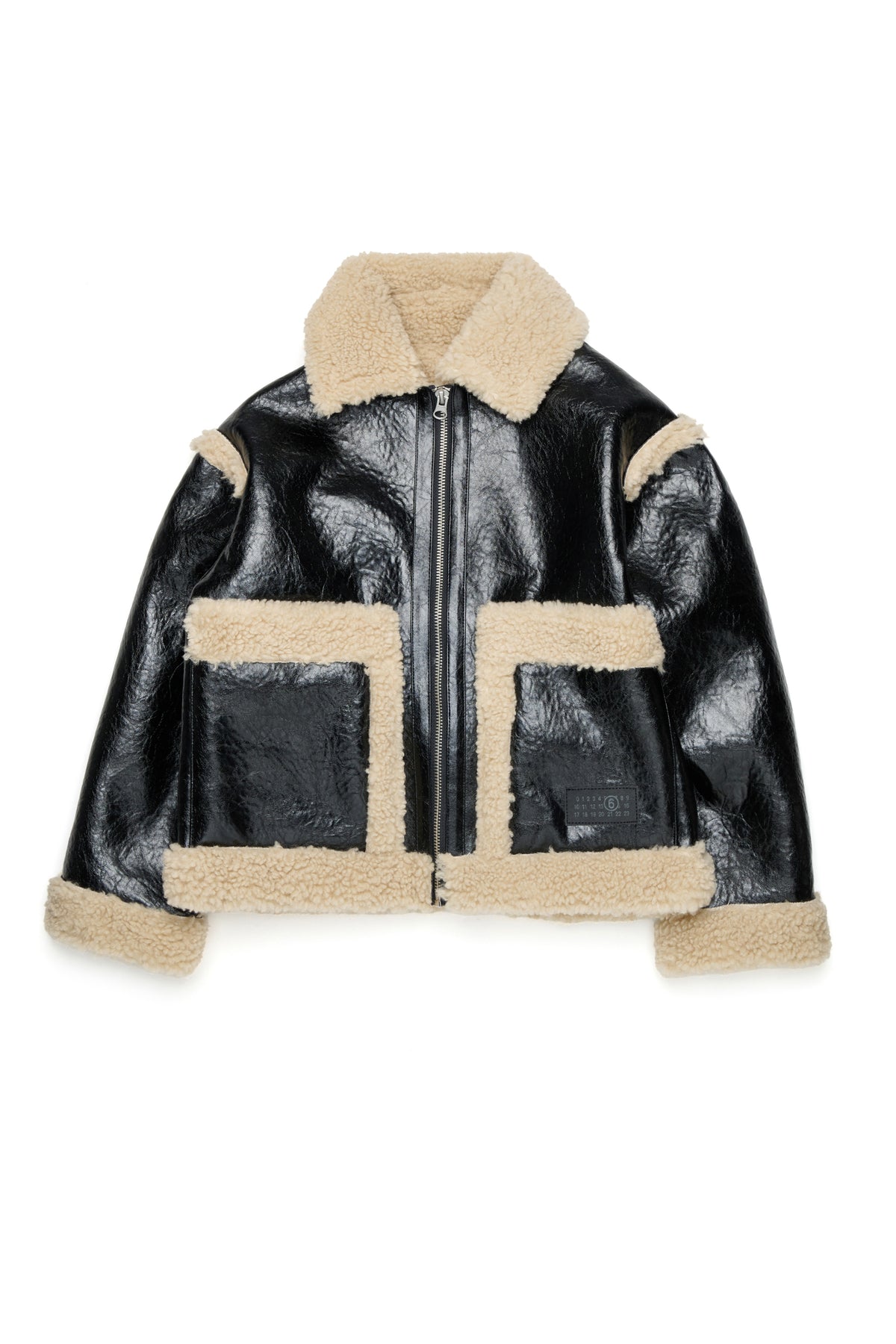 Chaqueta shearling con logo estampado