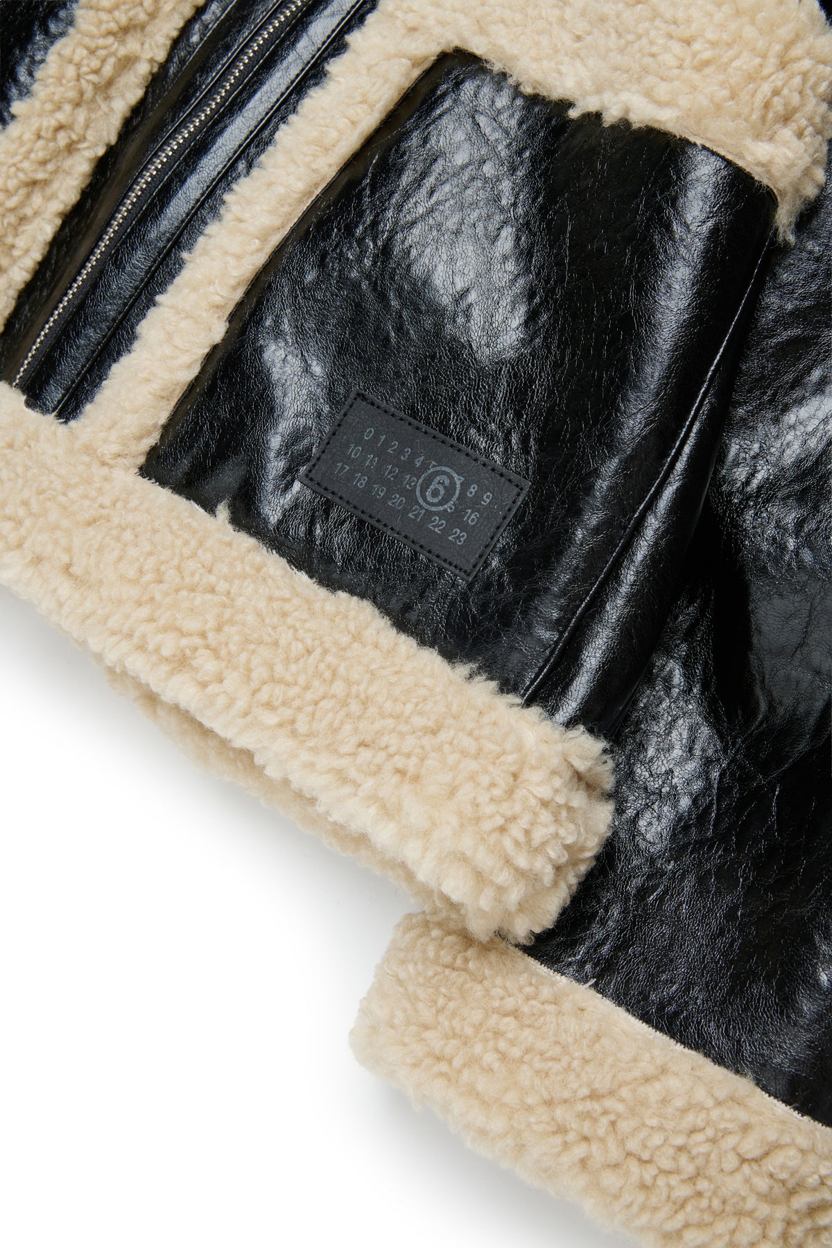 Shearling jacket with printed logo
