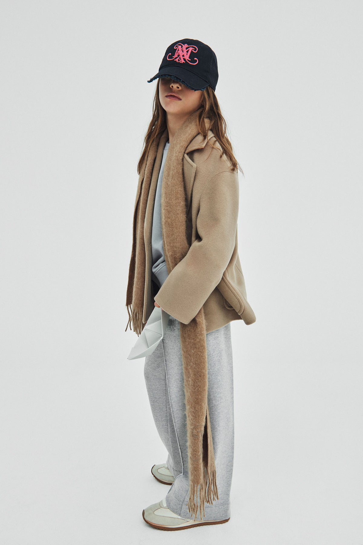 Shaved wool double-breasted caban coat