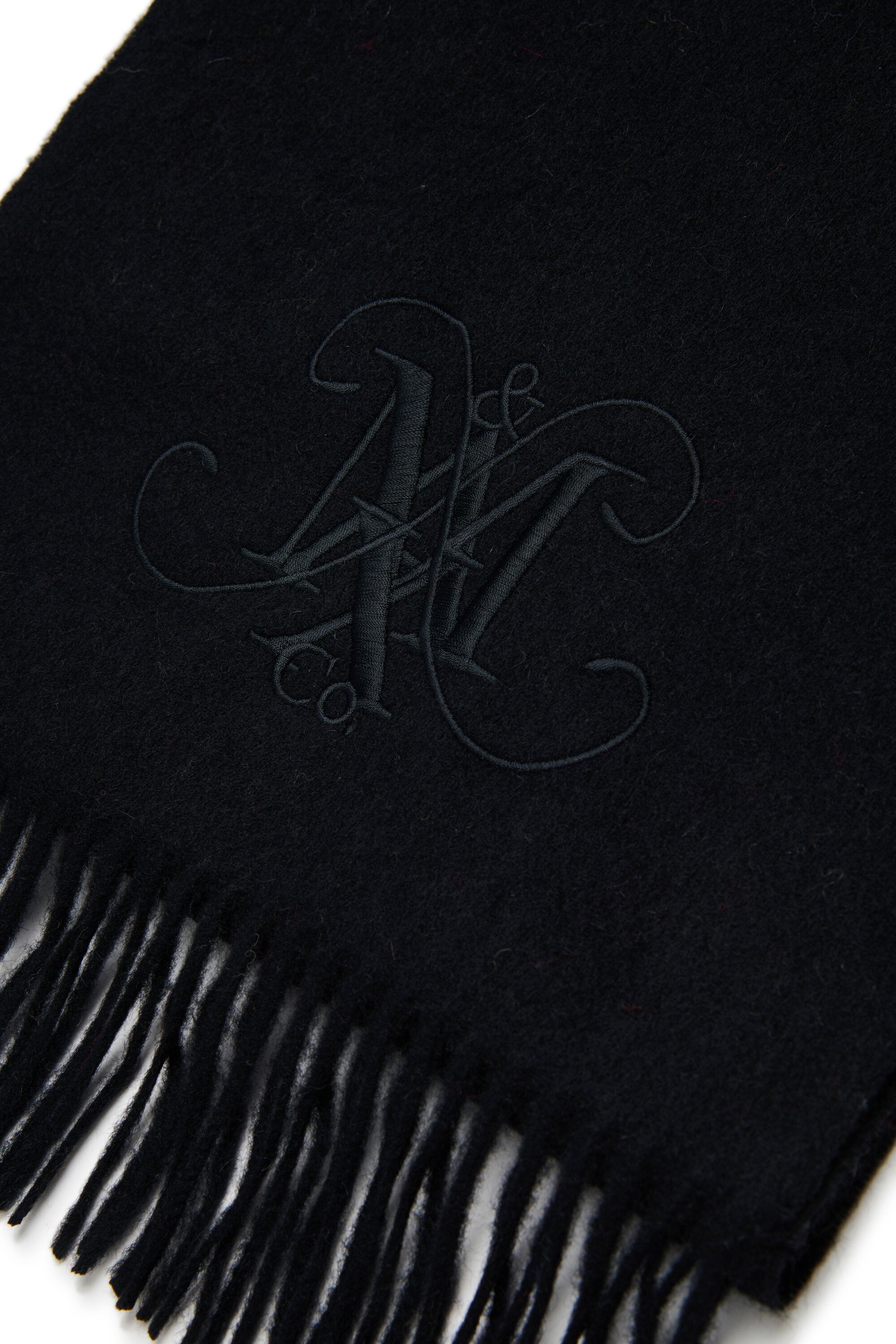 Wool scarf with embroidered logo