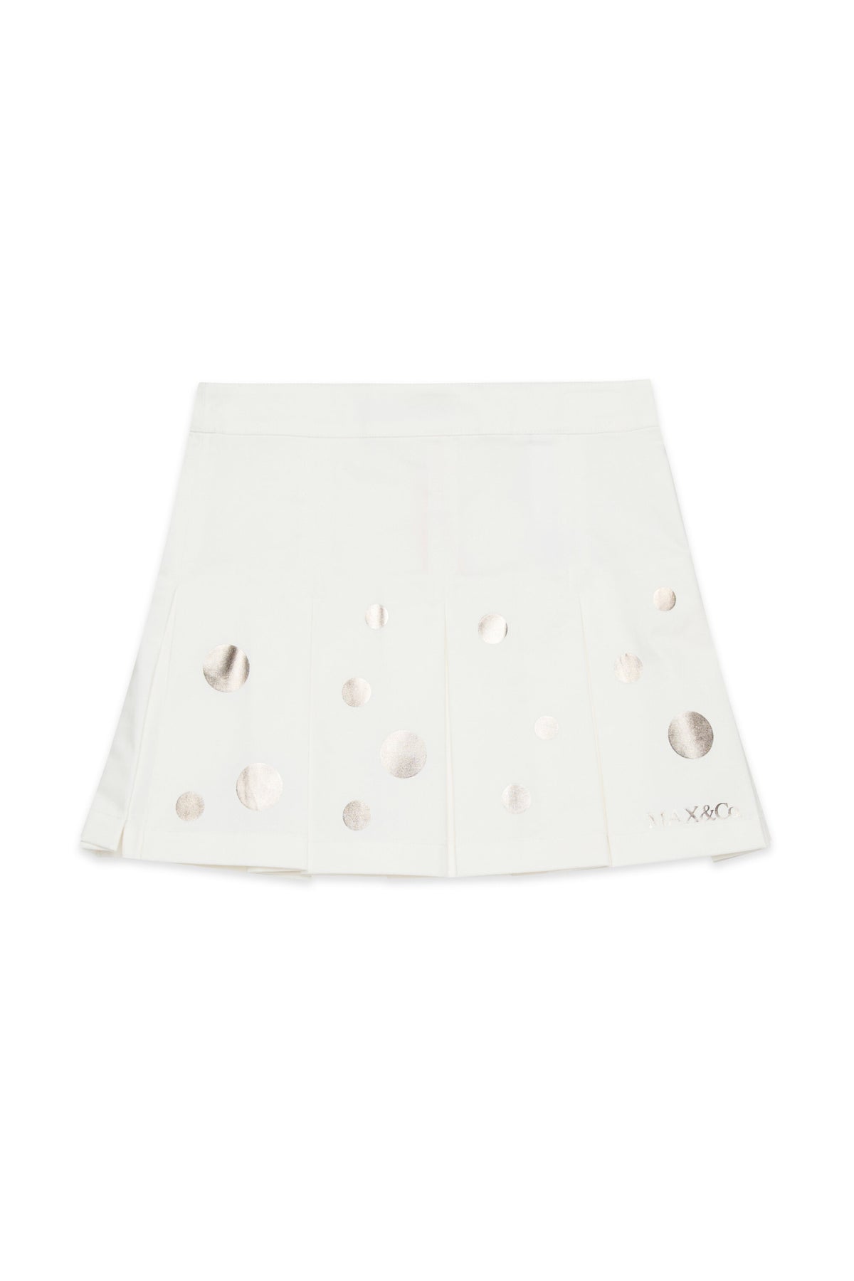 Pleated skirt with metallic polka dots