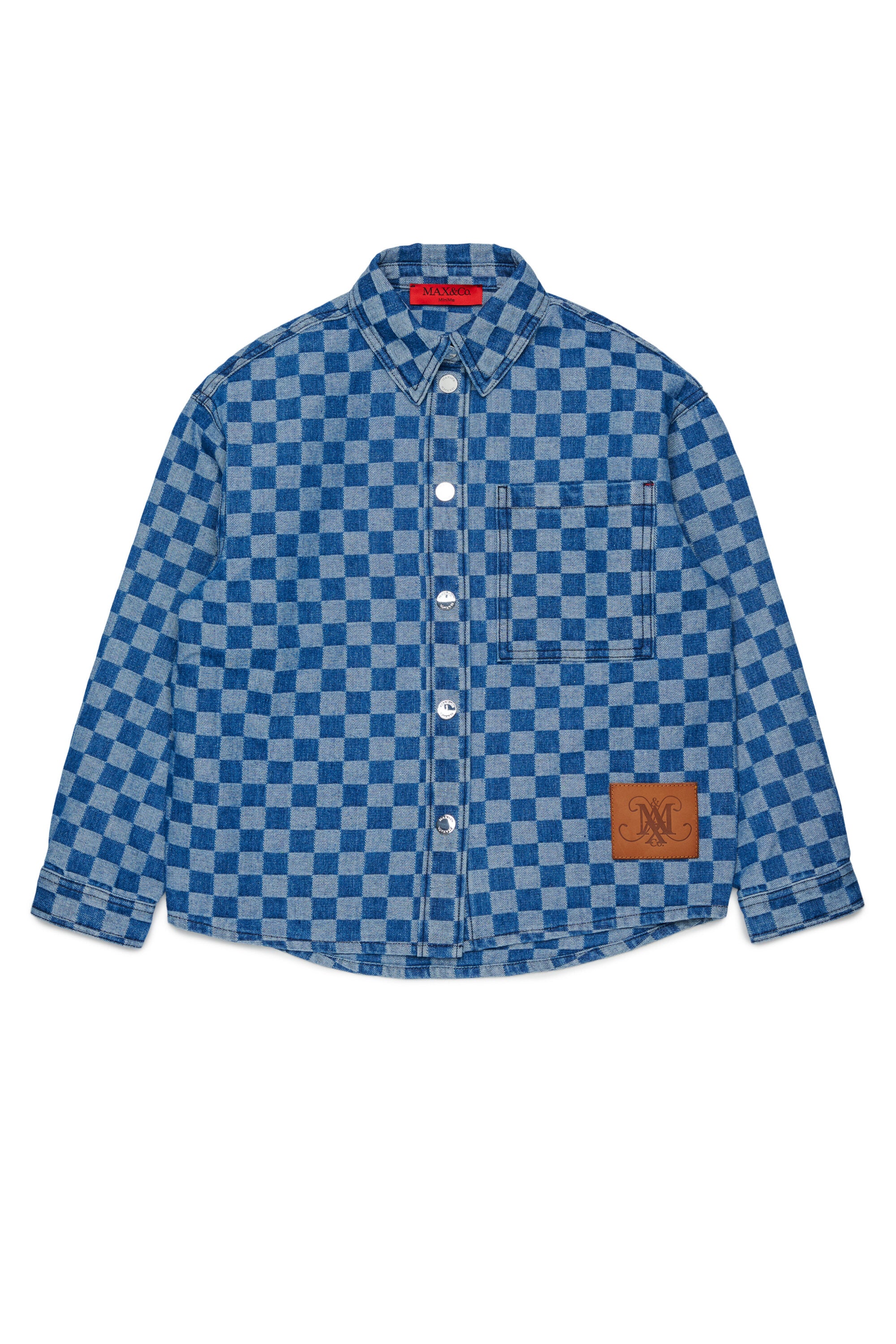 Chemise en denim à motif carreaux