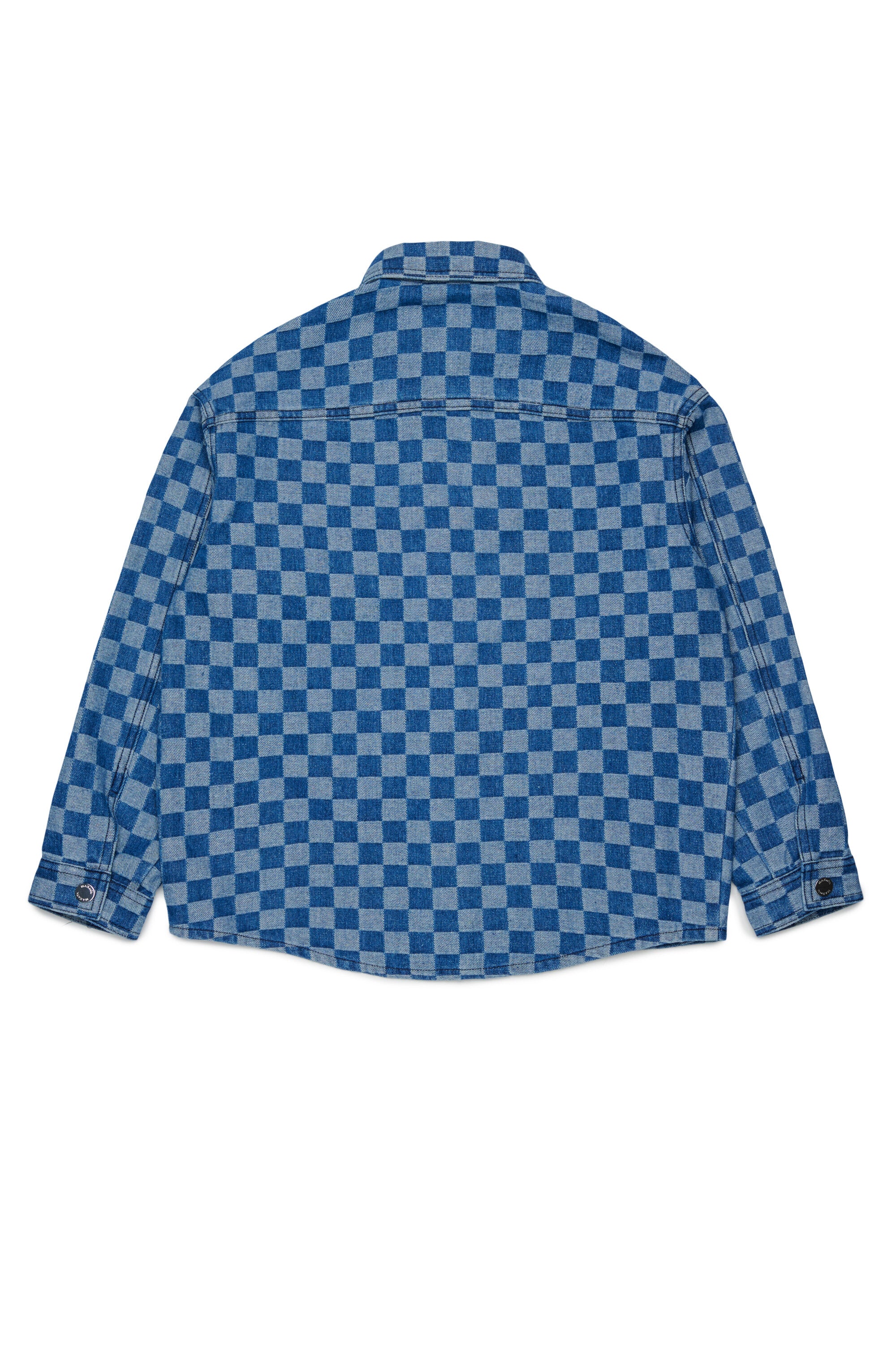 Chemise en denim à motif carreaux