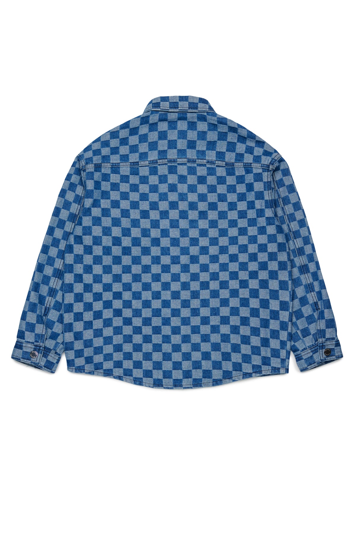 Chemise en denim à motif carreaux