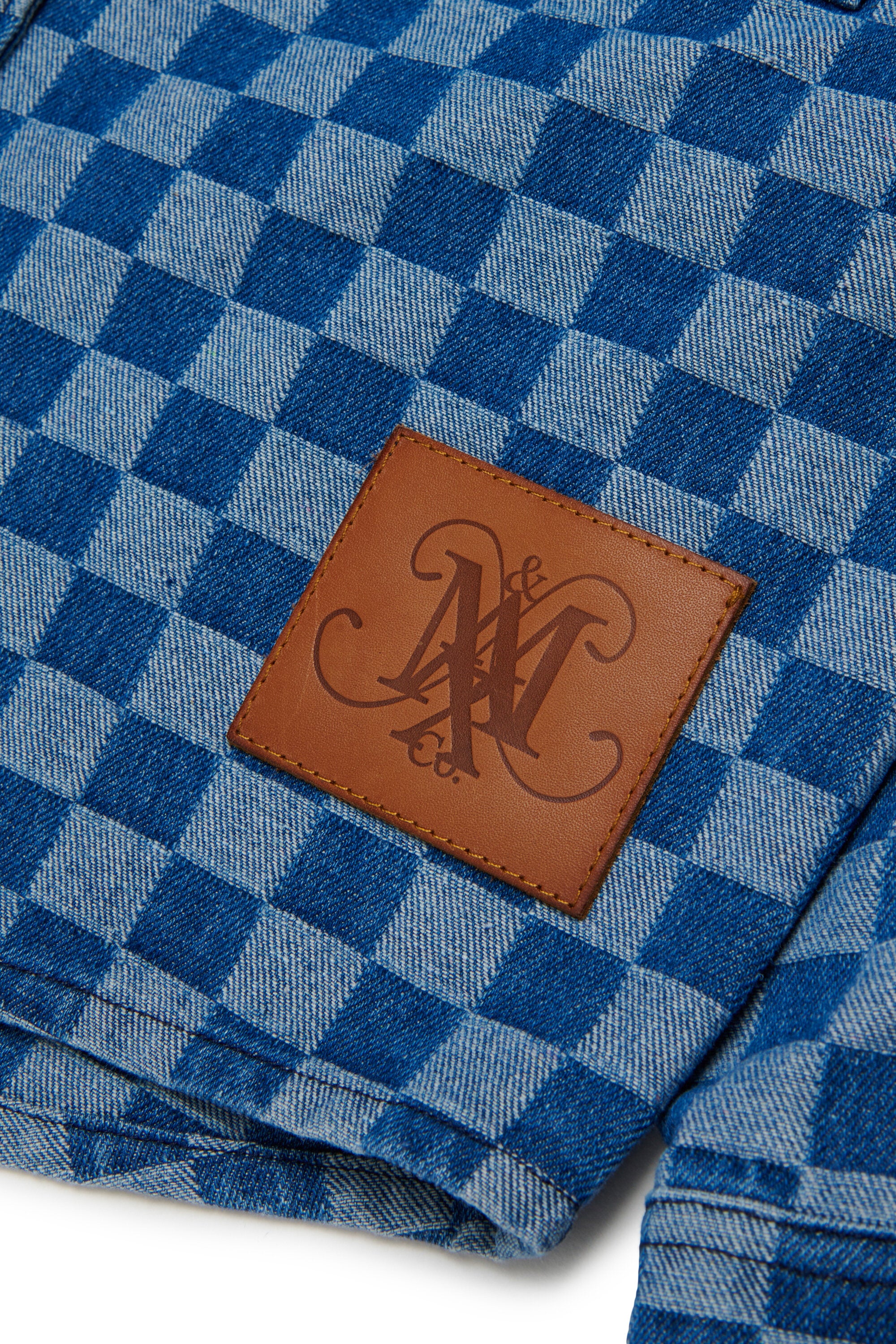 Chemise en denim à motif carreaux