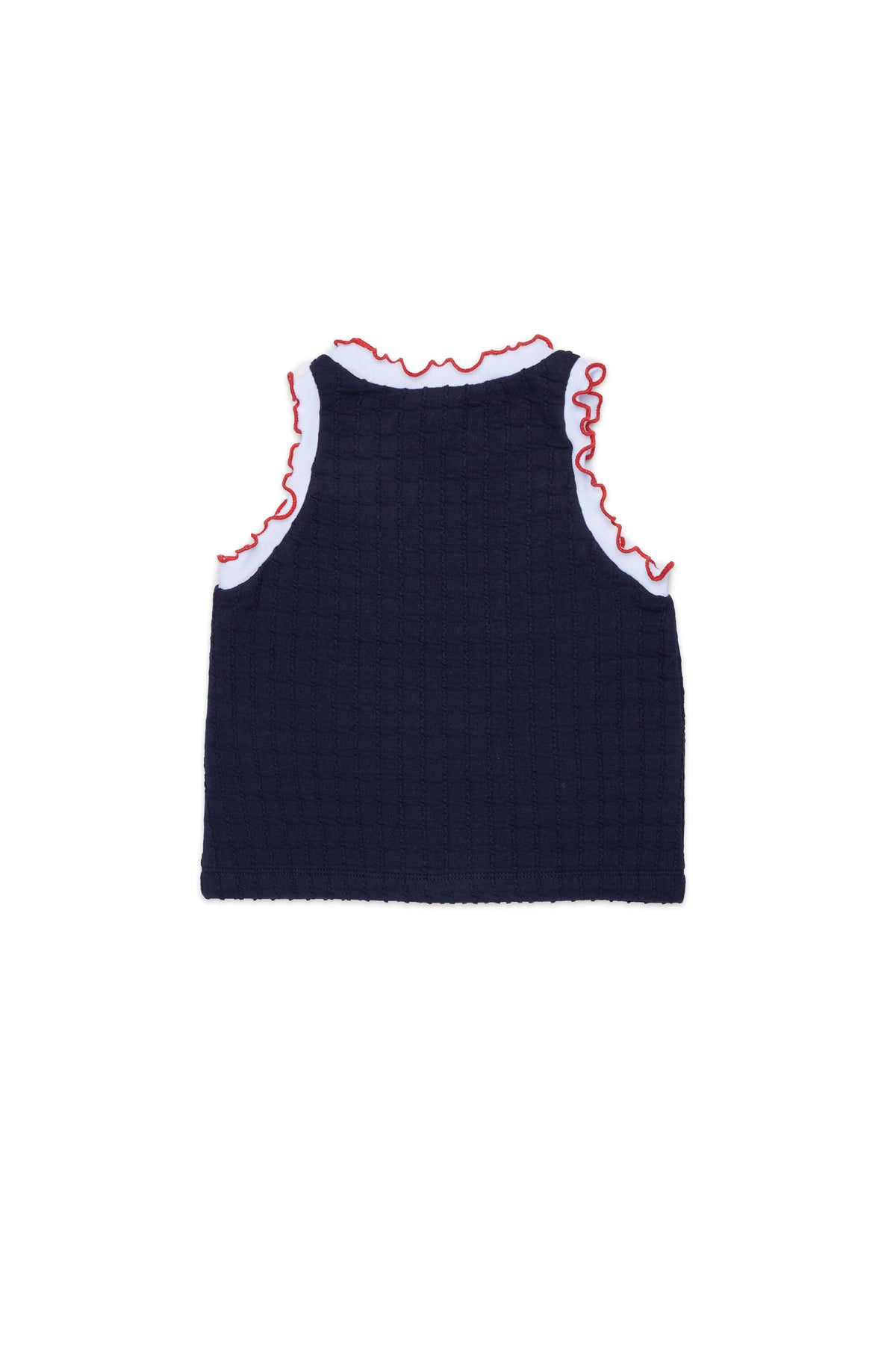 Camiseta sin mangas con volantes y logo