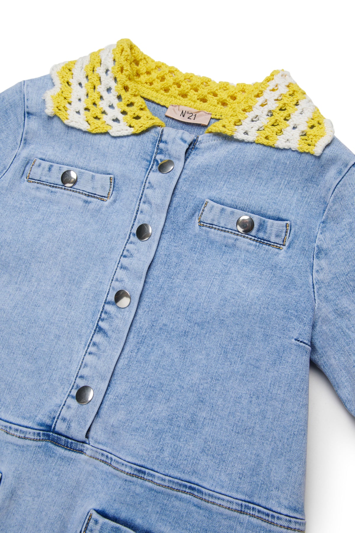 Dress with knitted collar
