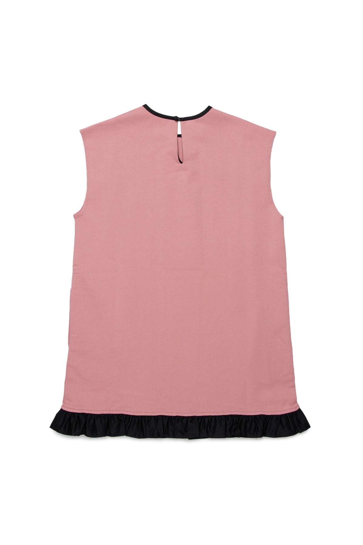 Vestido con volante y lazo de contraste