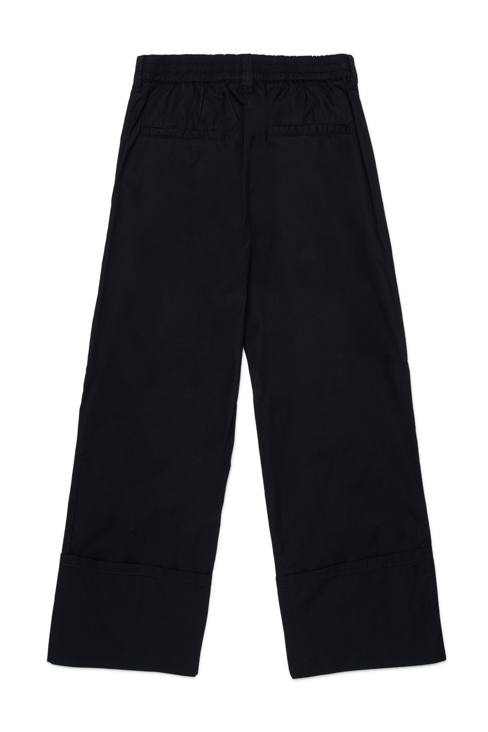 Pants with logo and turn-up