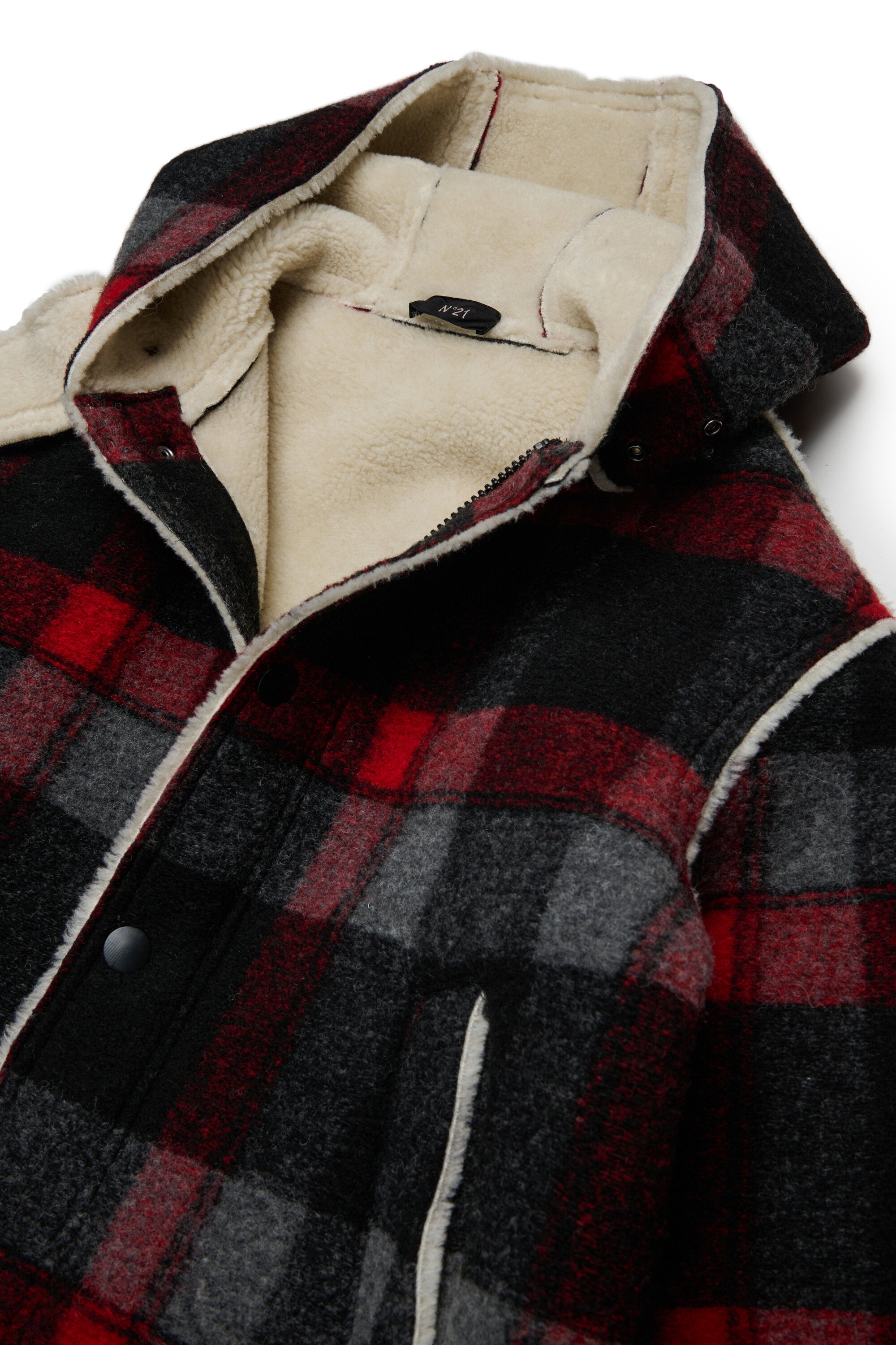 Manteau à carreaux avec logo imprimé