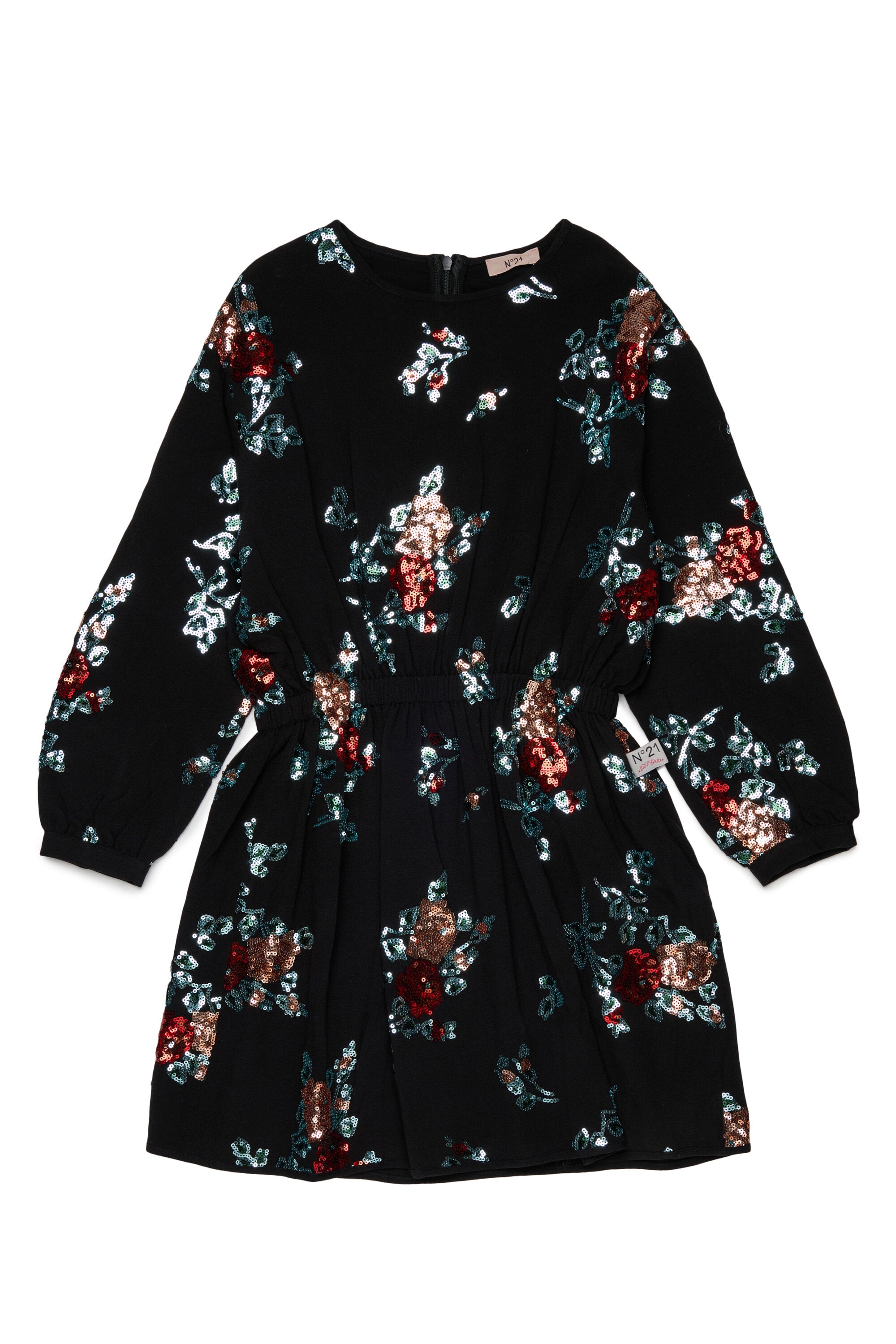 Robe courte ornée de sequins floraux