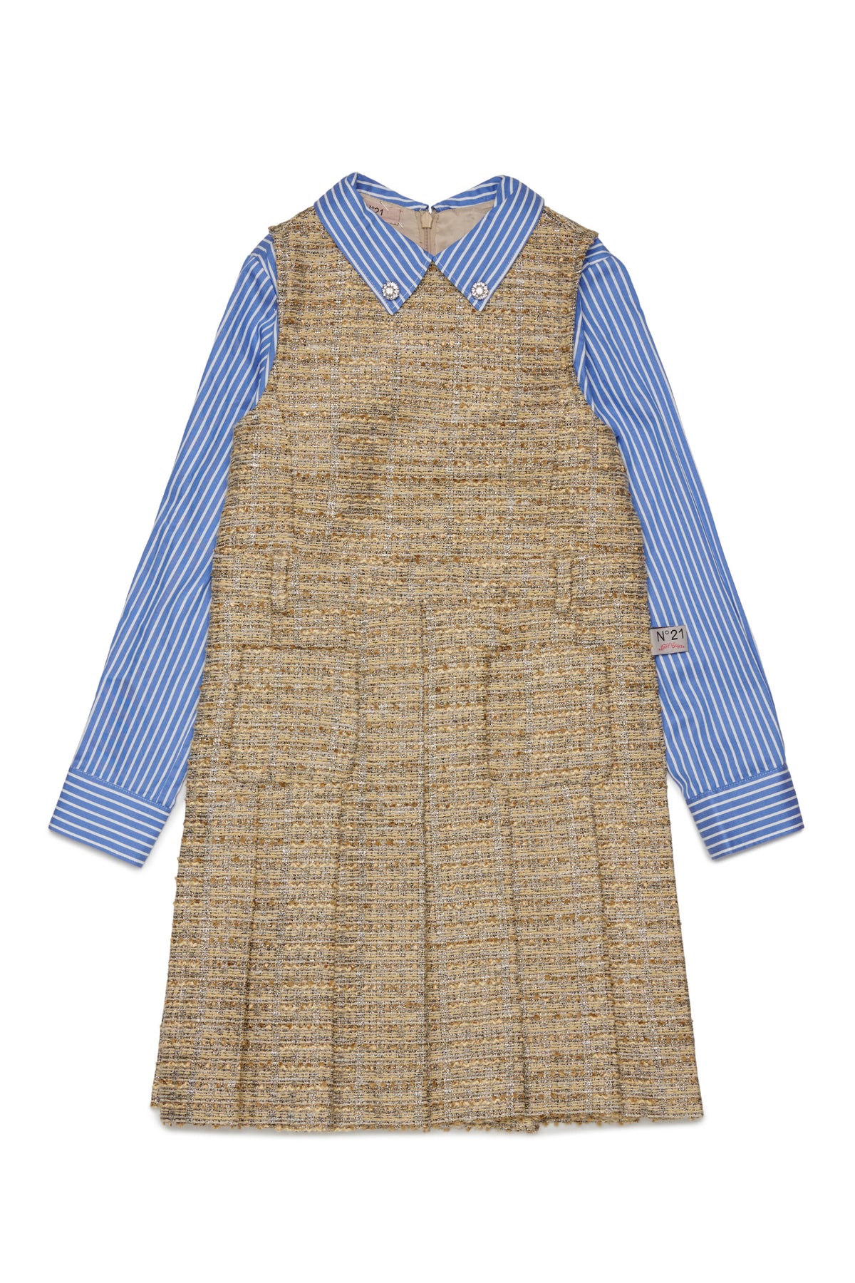 Dress with striped collar