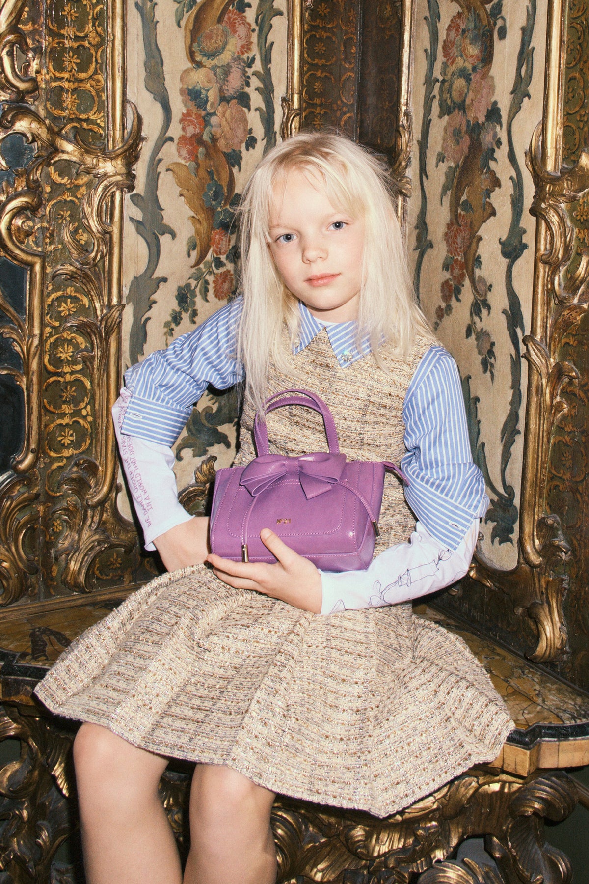 Dress with striped collar