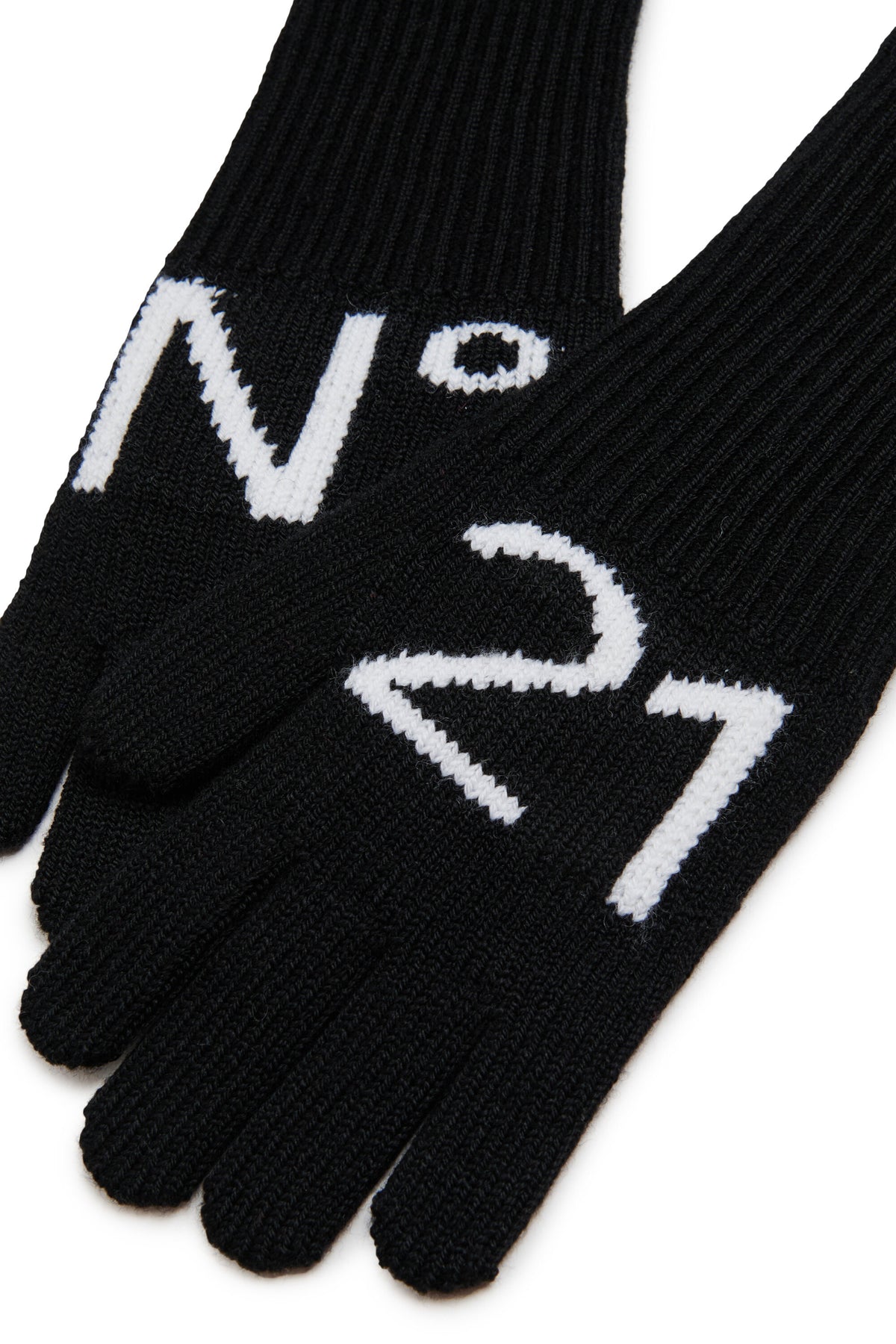 Knitted gloves with logo