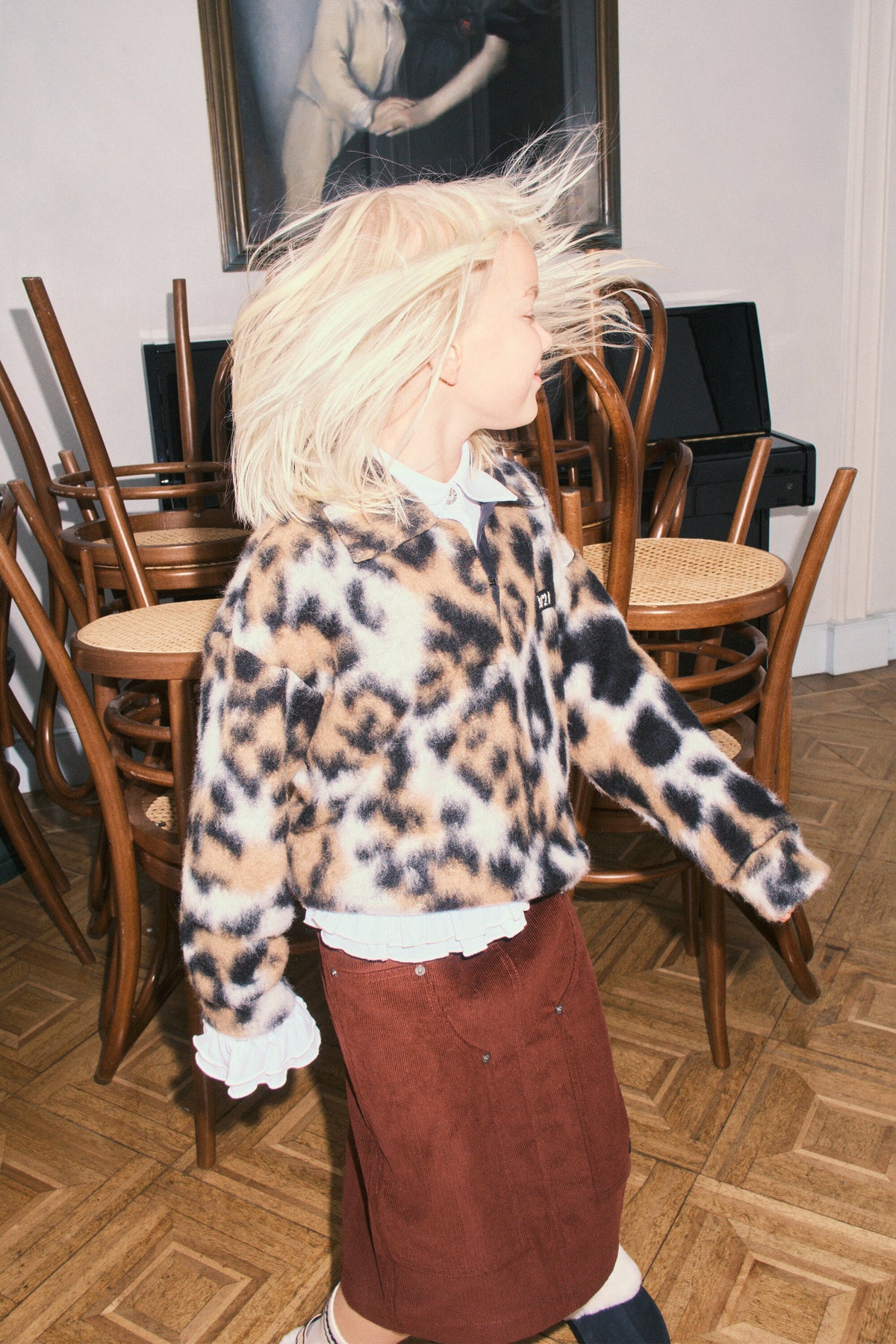 Pull animalier avec col collerette