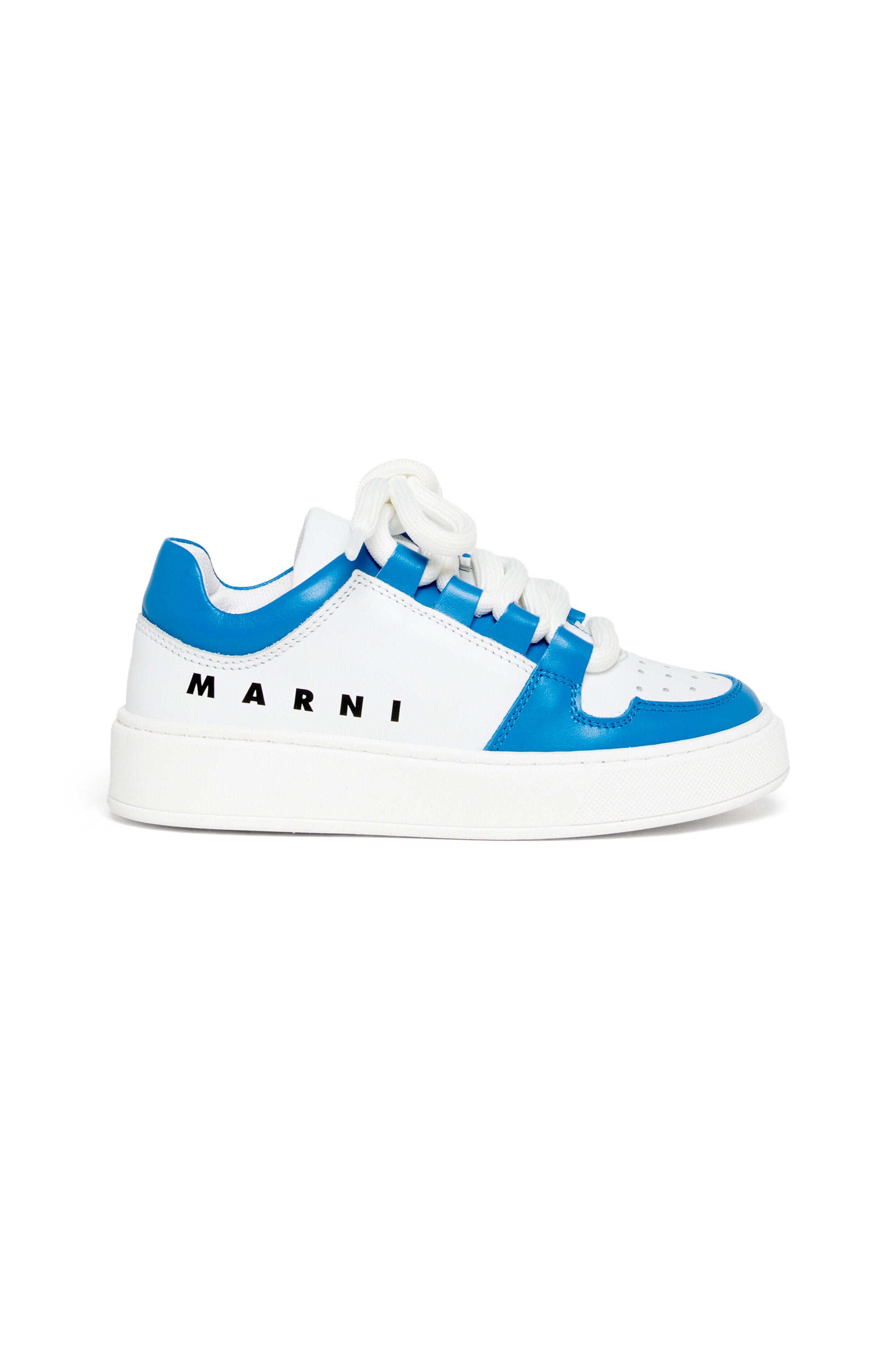Leather low trainers colorblock