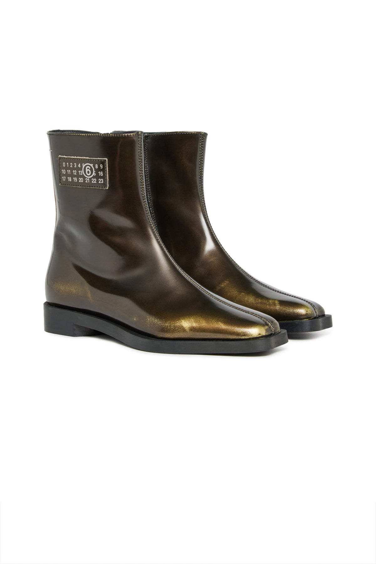 Low boots en cuir bicolore