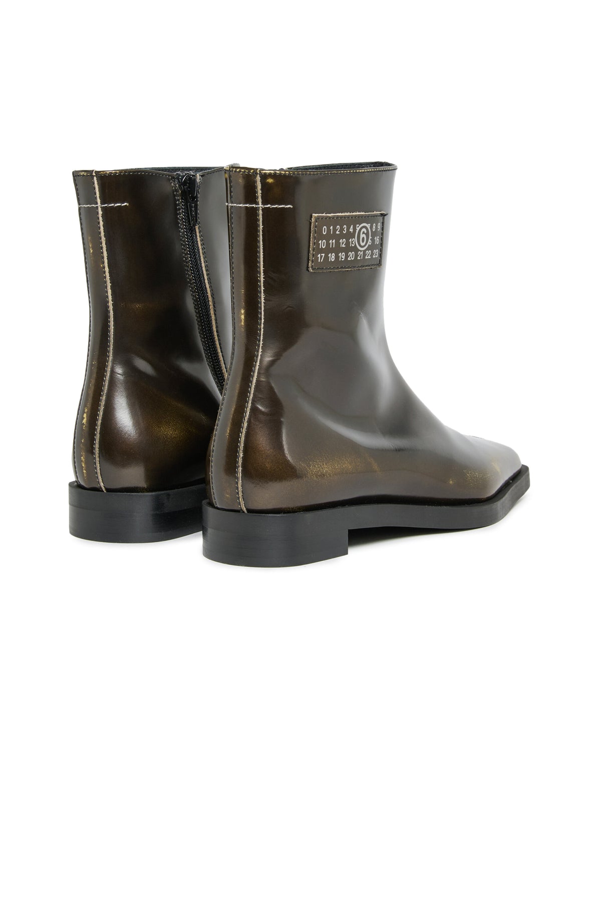 Low boots en cuir bicolore