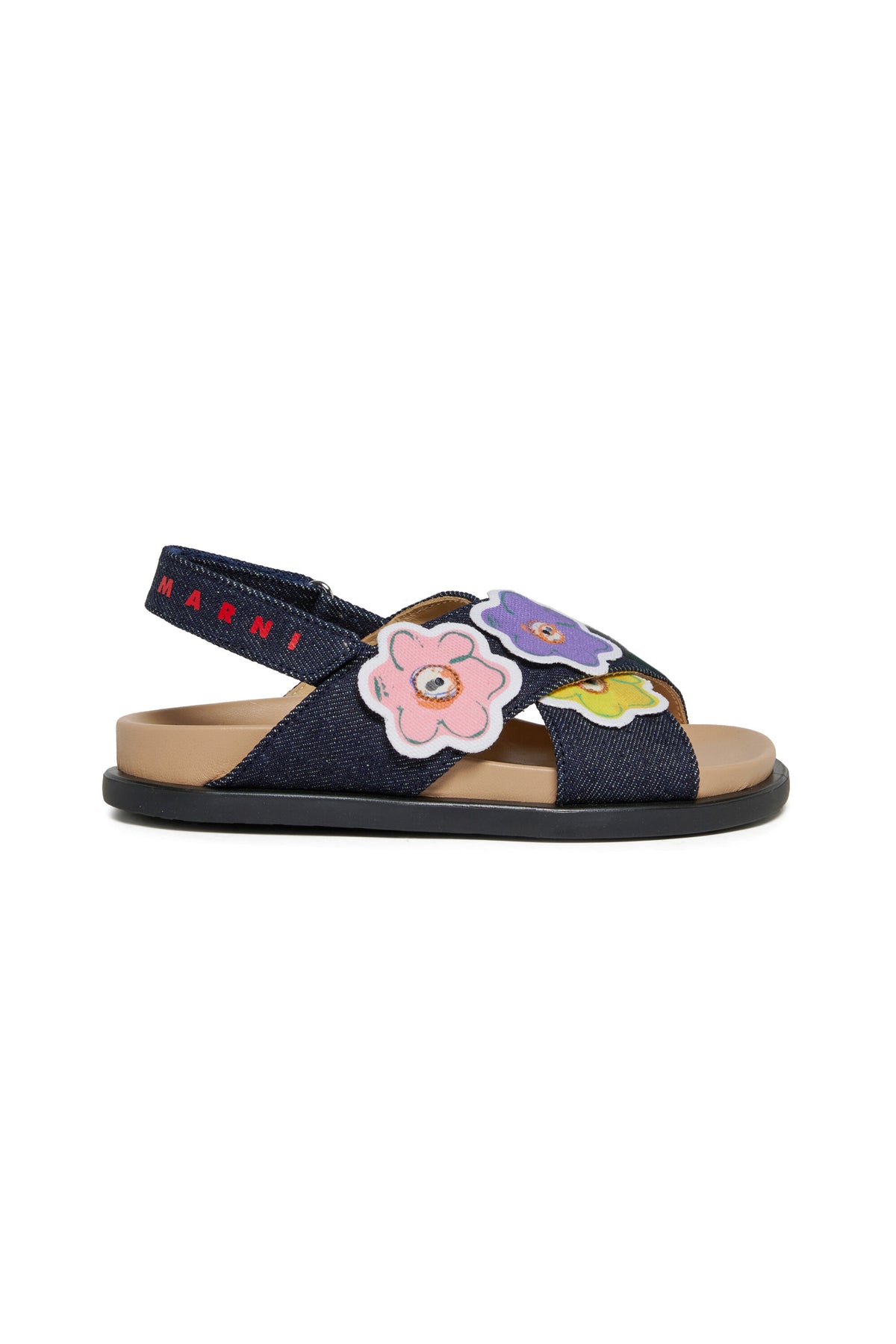 Sandales avec applications florales et logo