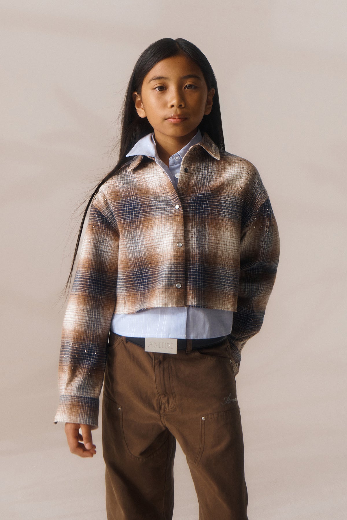 Checked shirt with logo
