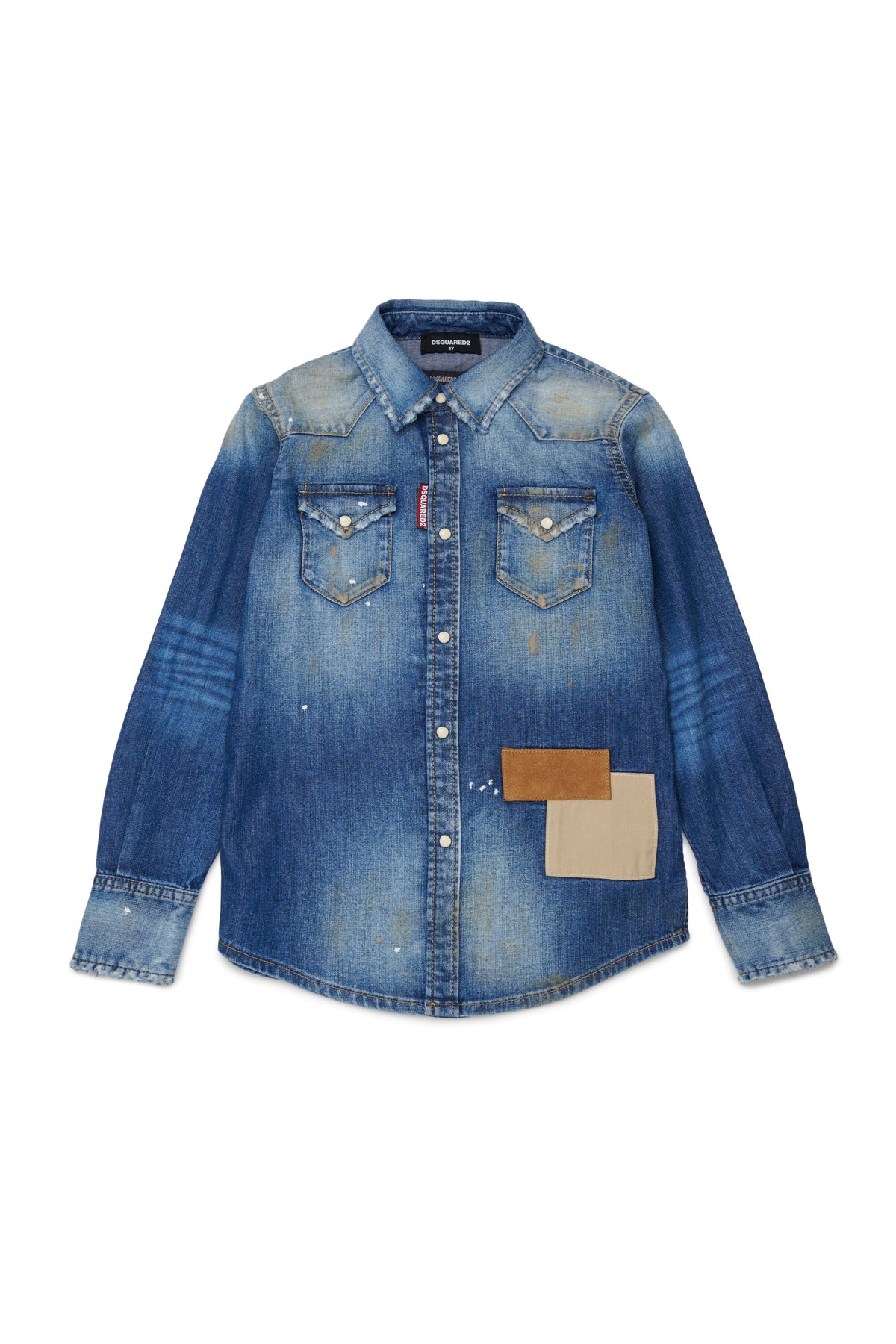 Chemise en denim à manches longues avec logo