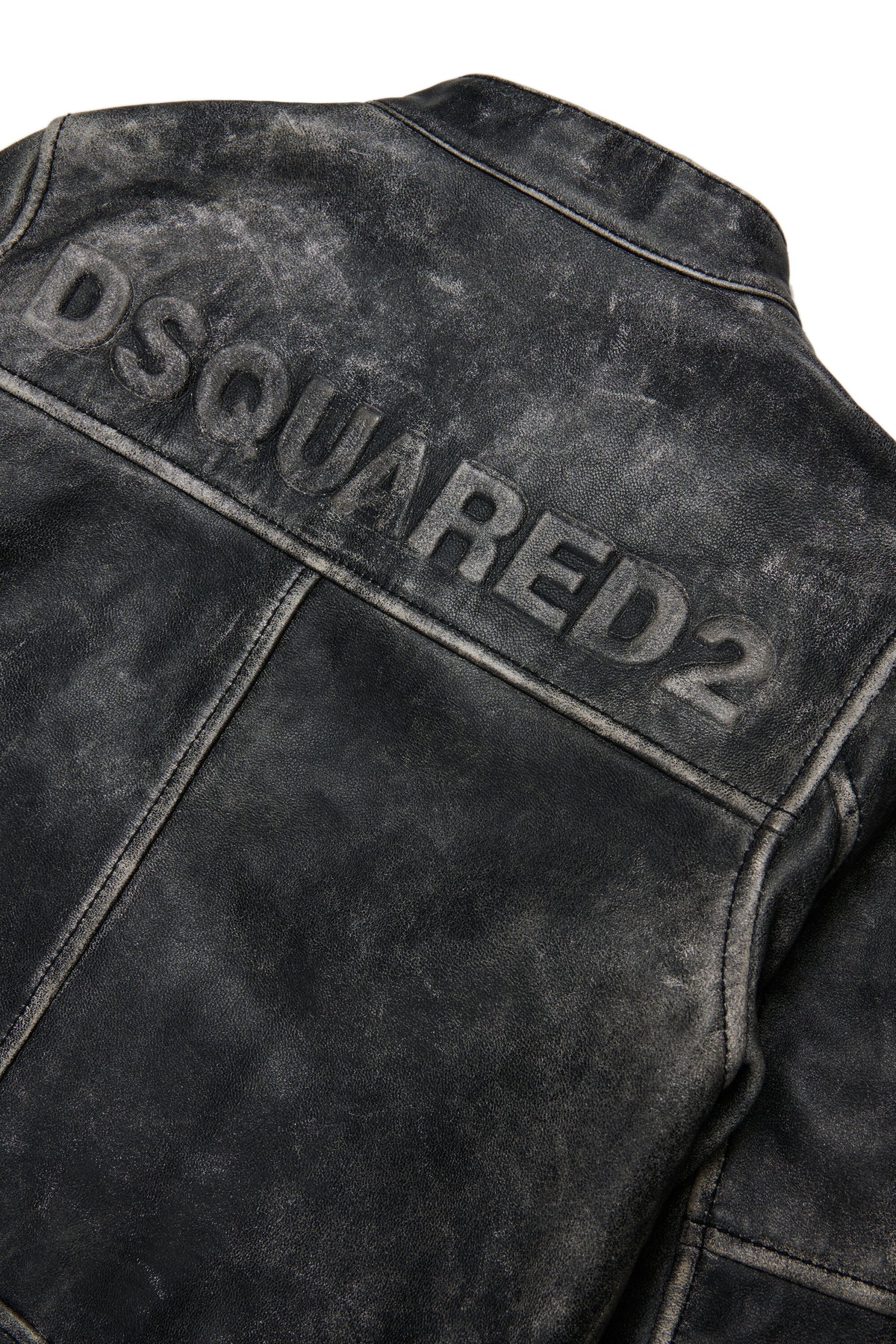 Leather worn effect nail jacket
