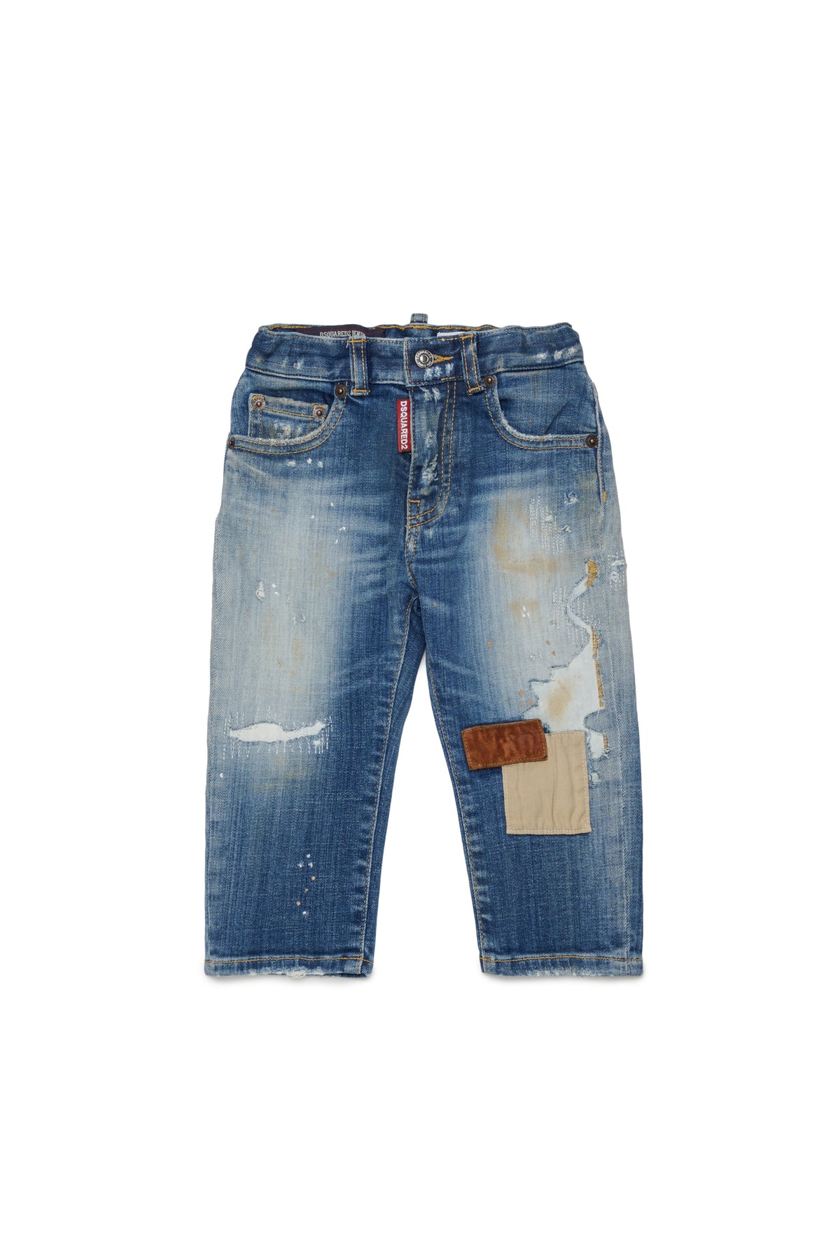 Jeans corte regular efecto used patchwork - Loose