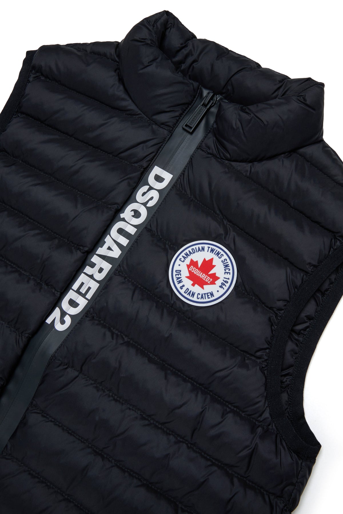 Padded vest jacket with printed logo