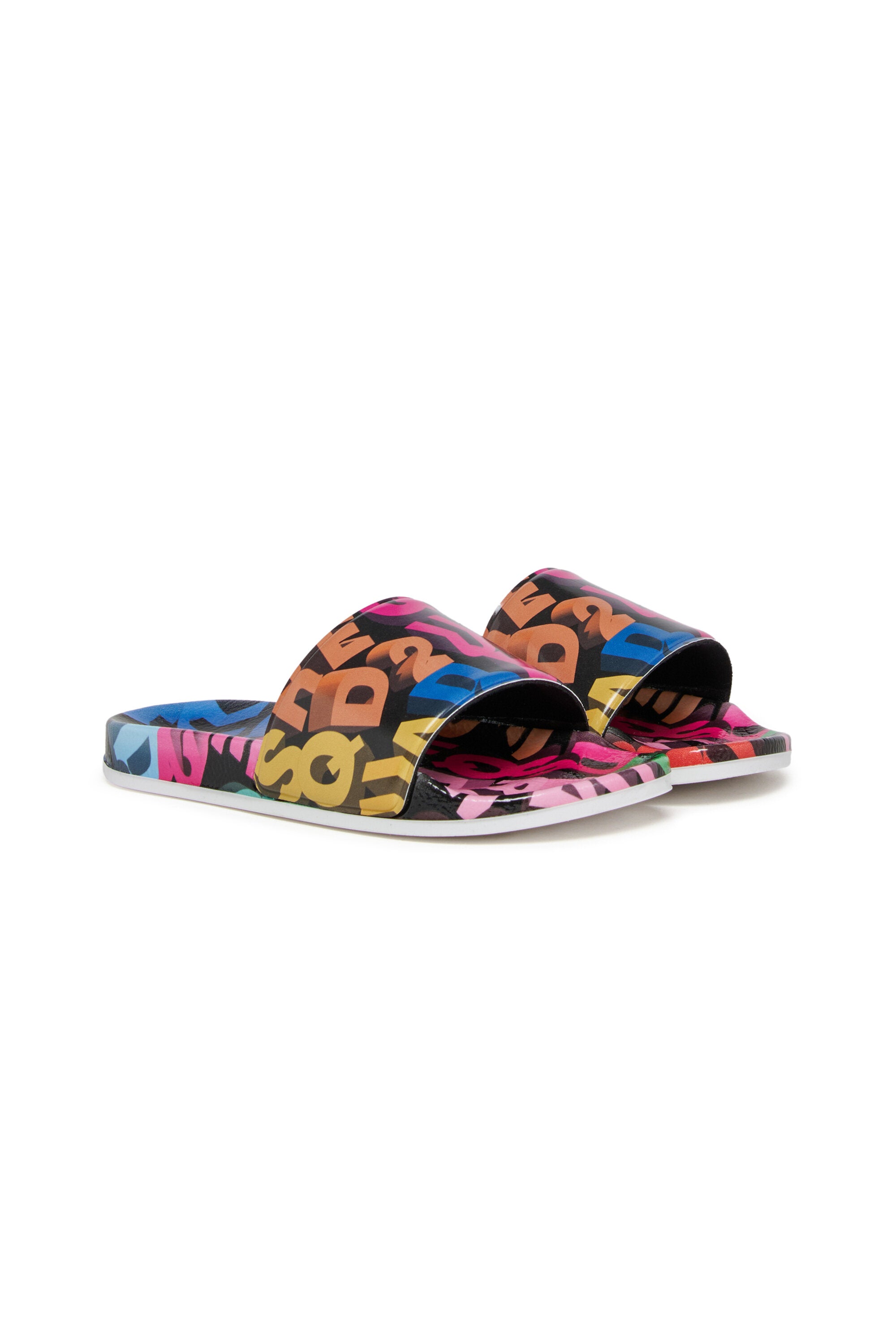 Slide with multicolor allover logo