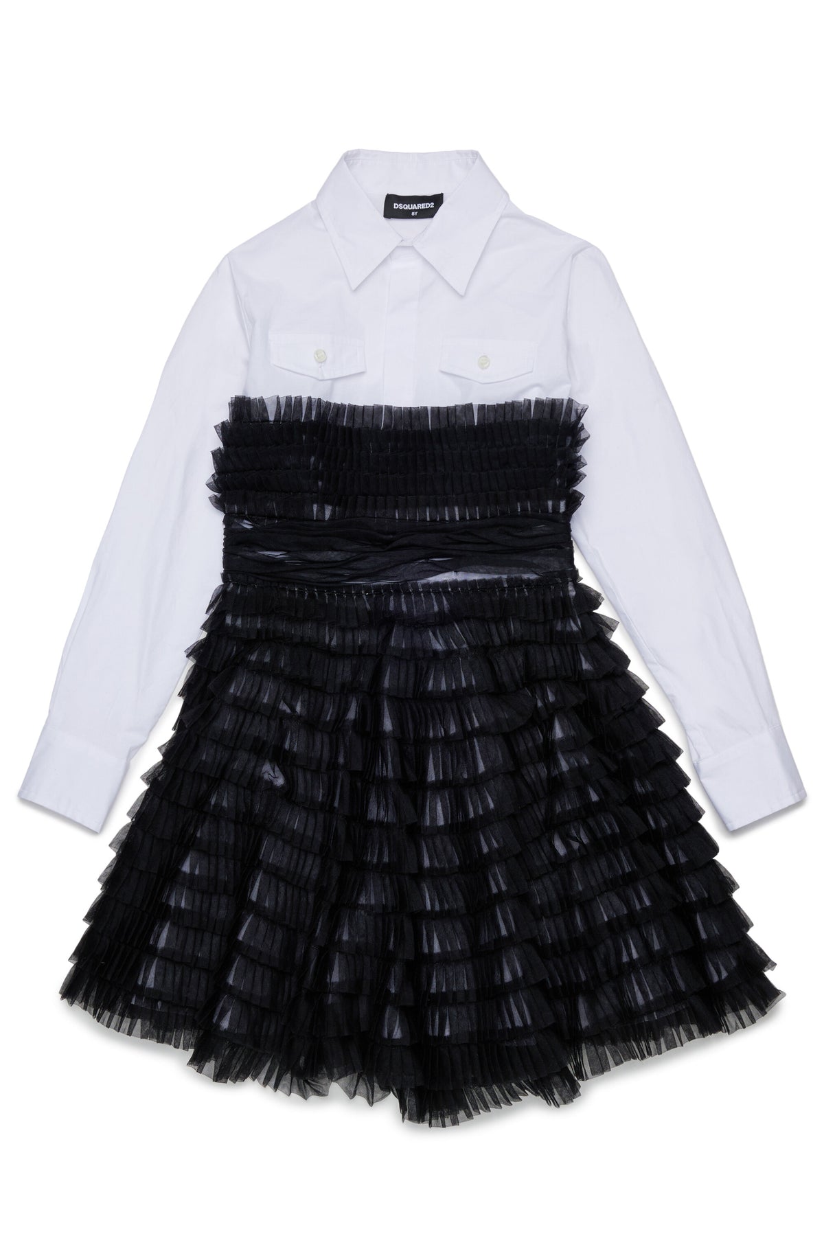 Robe chemise à volants plissés