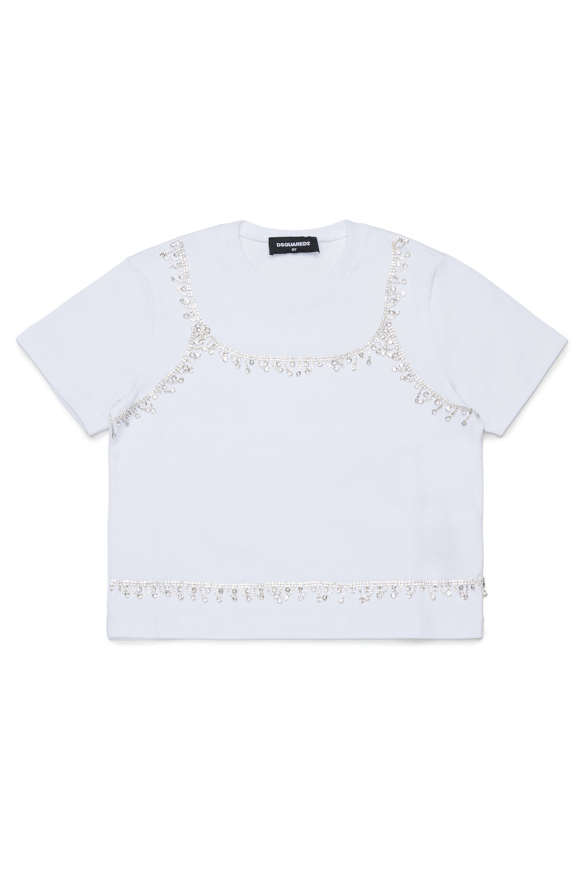 T-shirt avec applications bijoux et logo