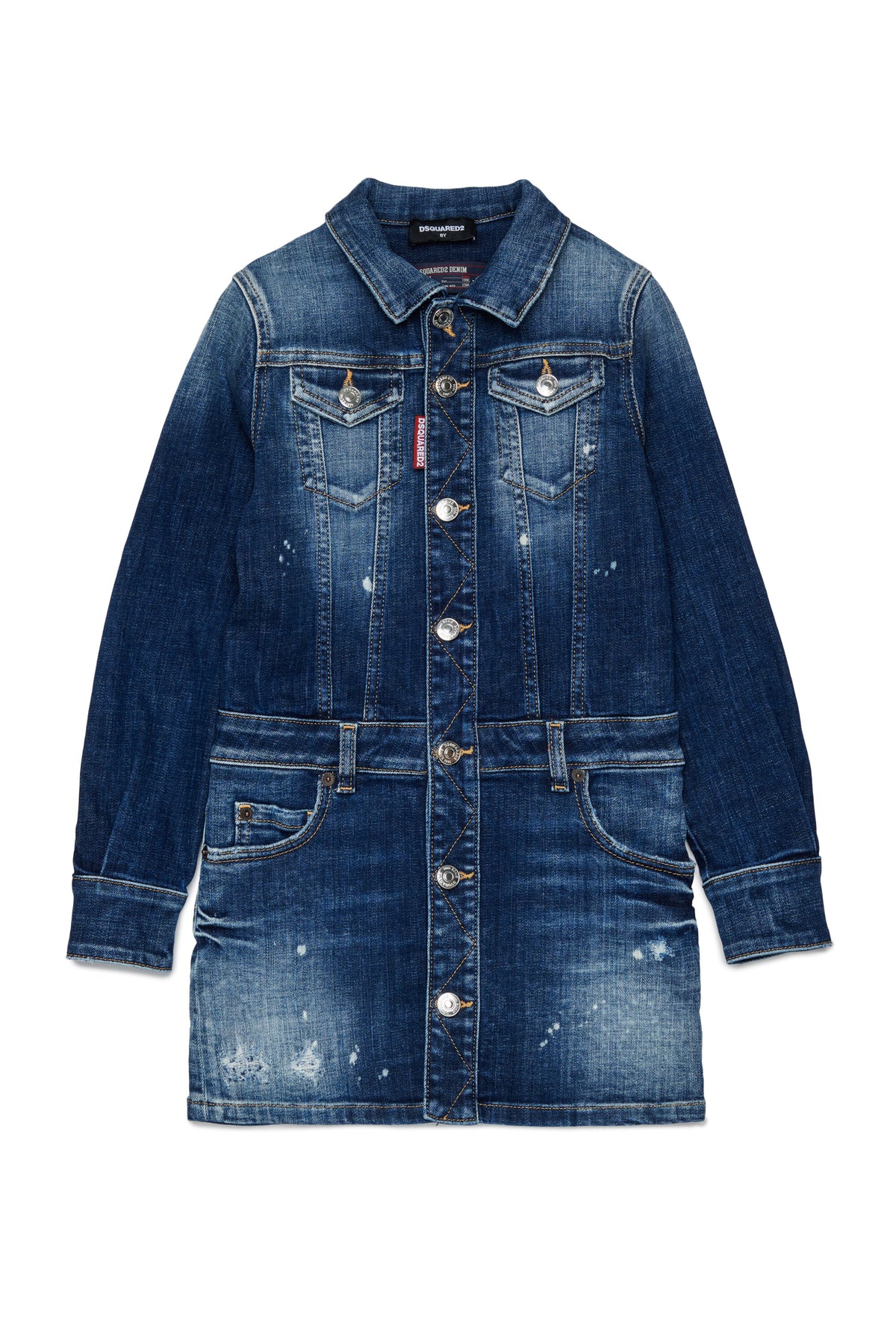 Robe en denim effet usé