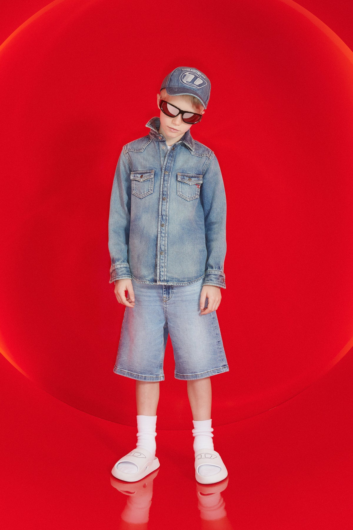 Long-sleeve denim shirt