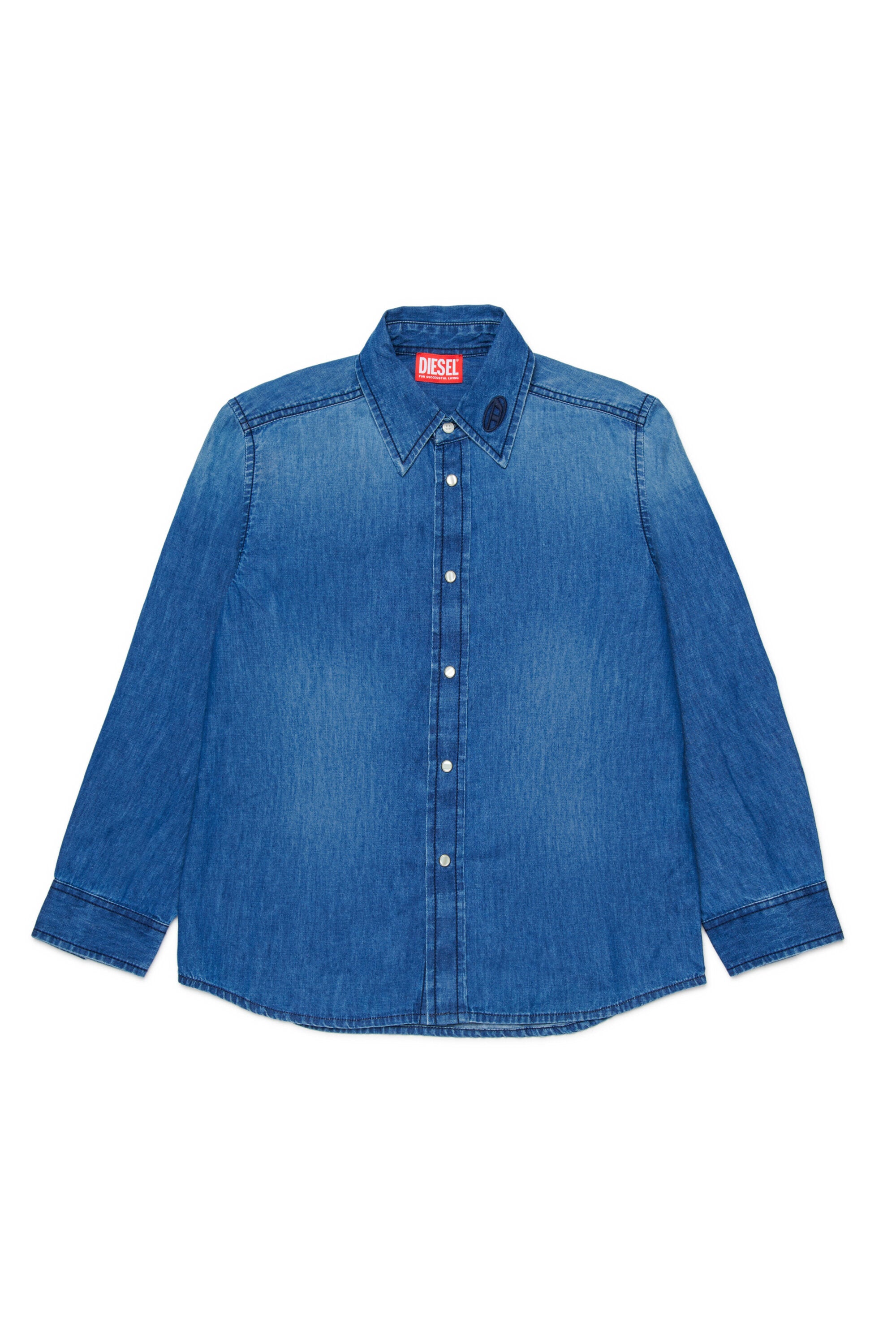 Chemise en denim à manches longues avec logo