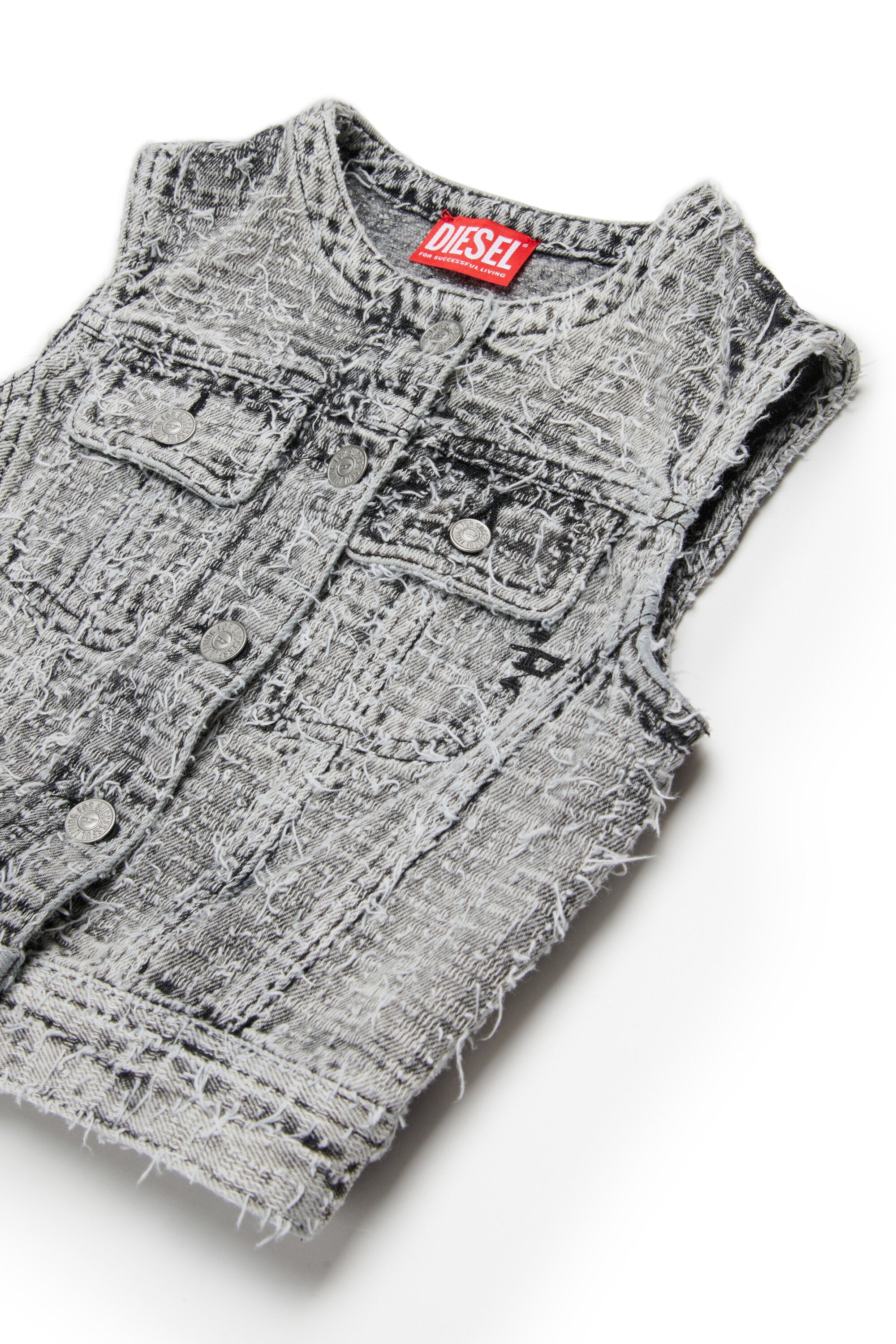 Sleeveless denim jacket with logo